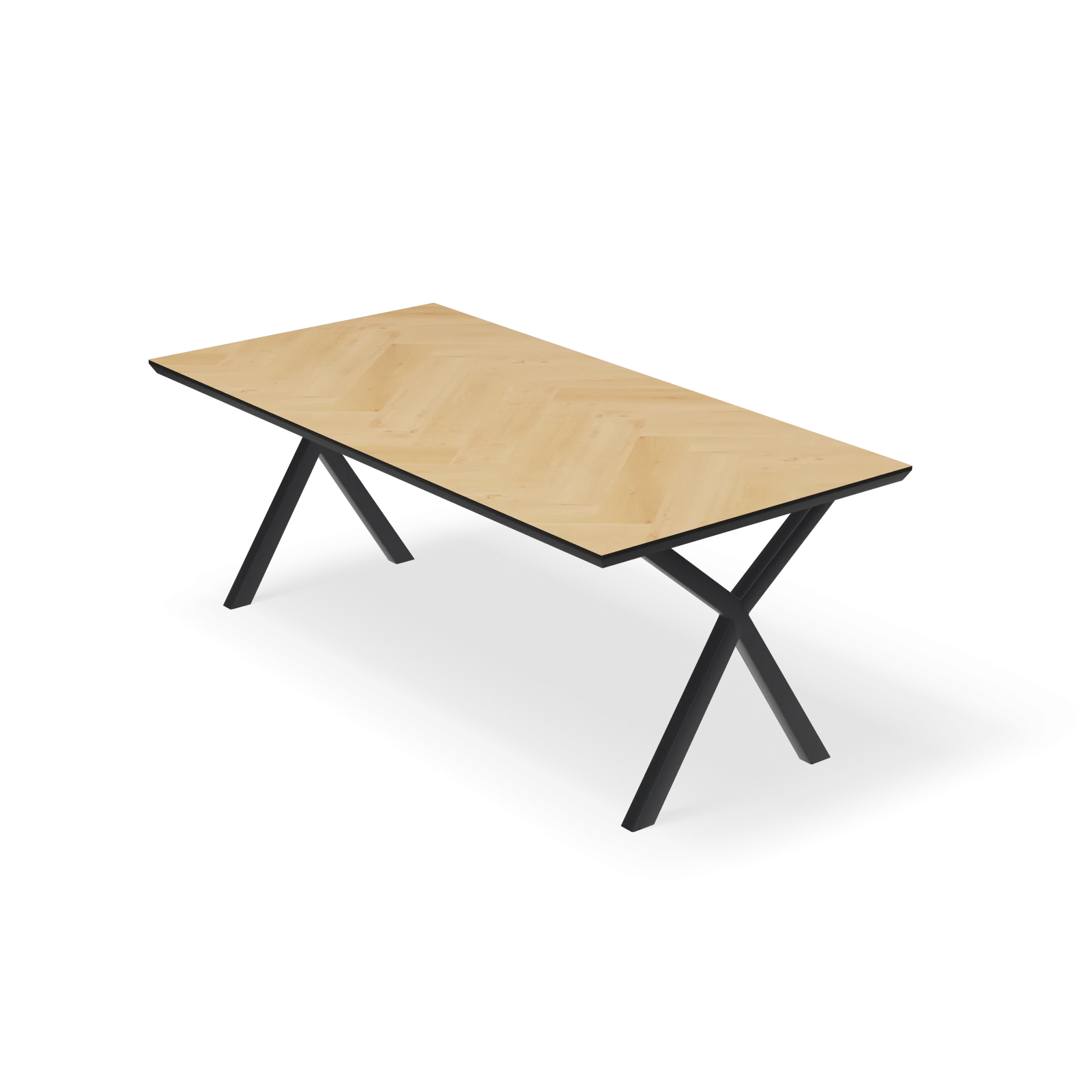 Eettafel X poot - Rechthoek Eiken Visgraat Nature White (200x100cm)