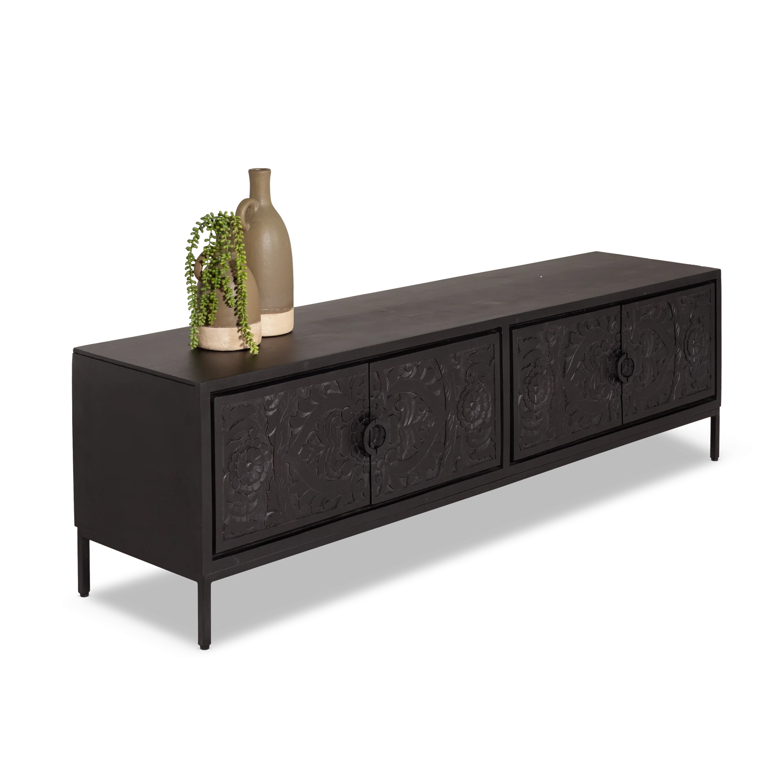 TV meubel (190cm/dicht) Belleville - Zwart