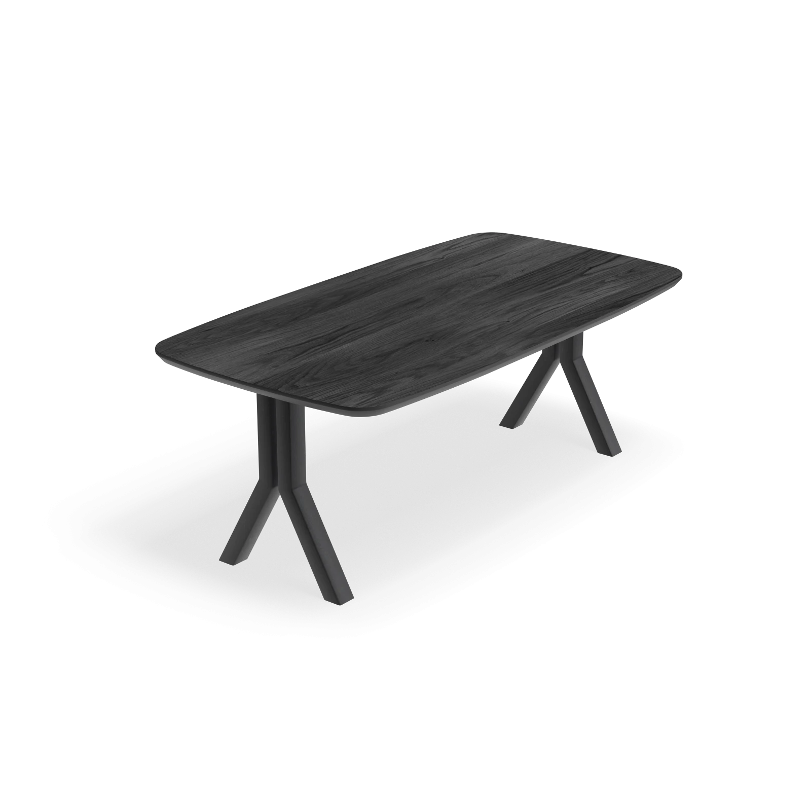 Eettafel Y poot (8x8cm) - Deens Ovaal HPL Houtlook zwart (200x105cm)