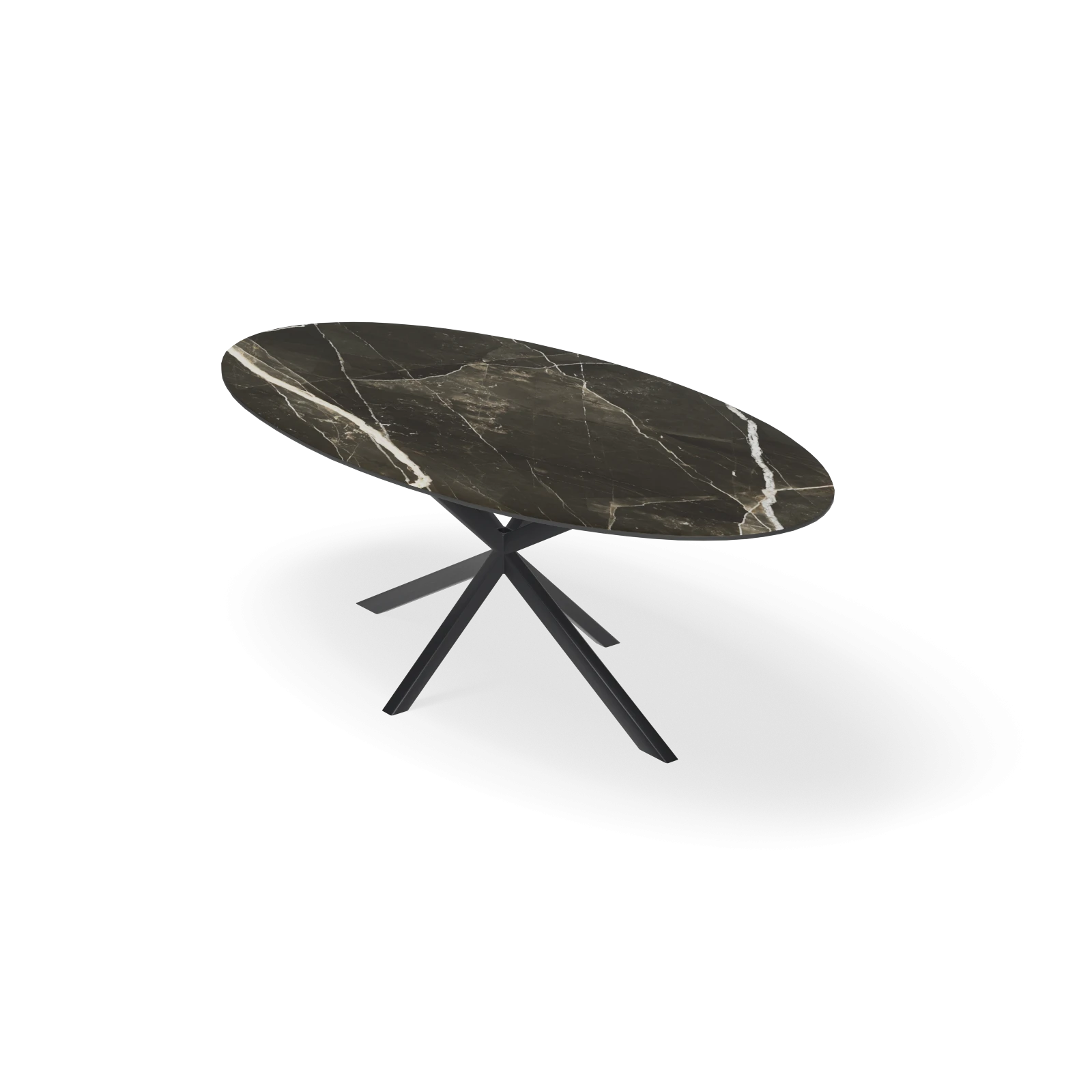Eettafel North - Ovaal Keramiek Calacatta Black (220x110cm)