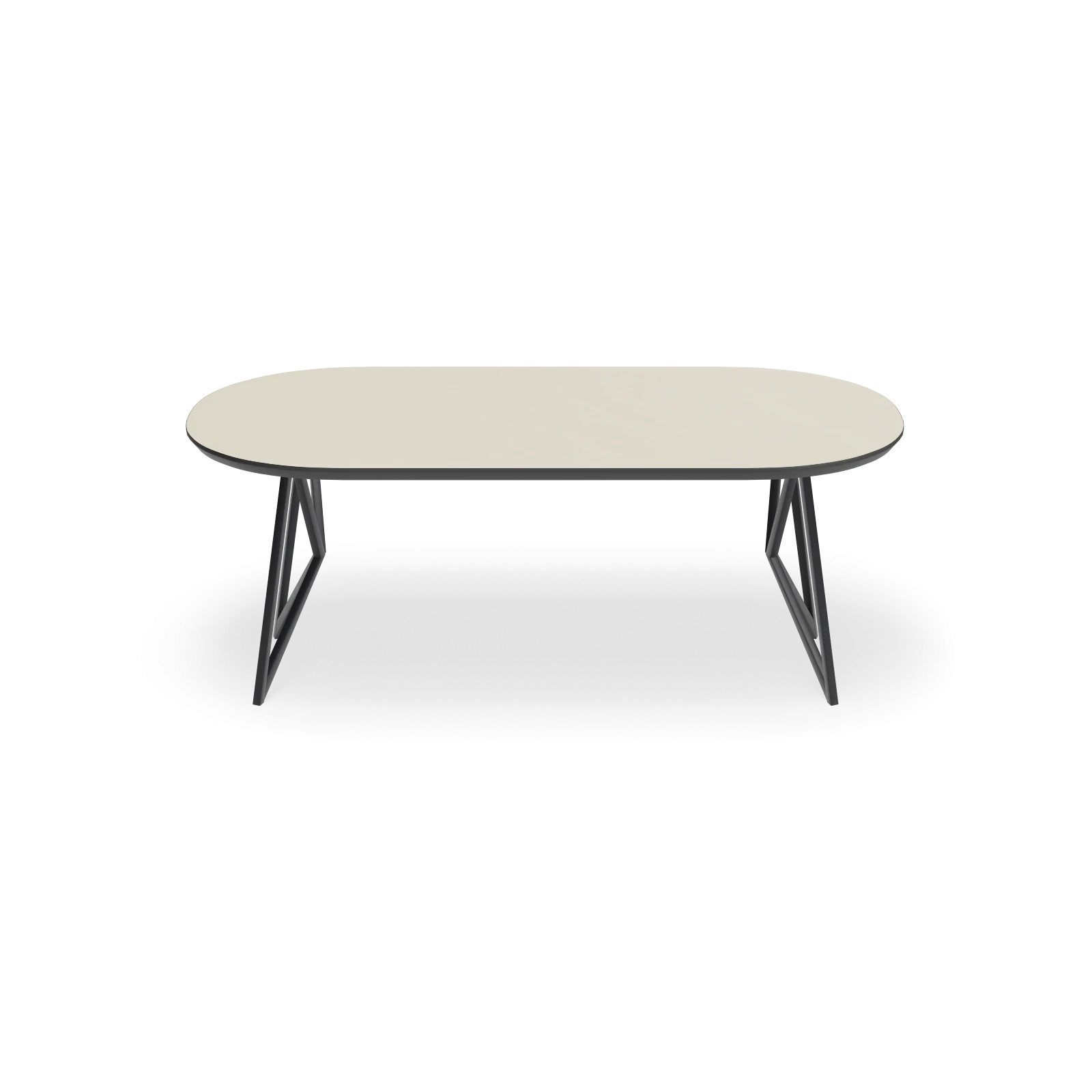Eettafel Crosse (los) - Halve Cirkel HPL Stone Beige (200x100cm)