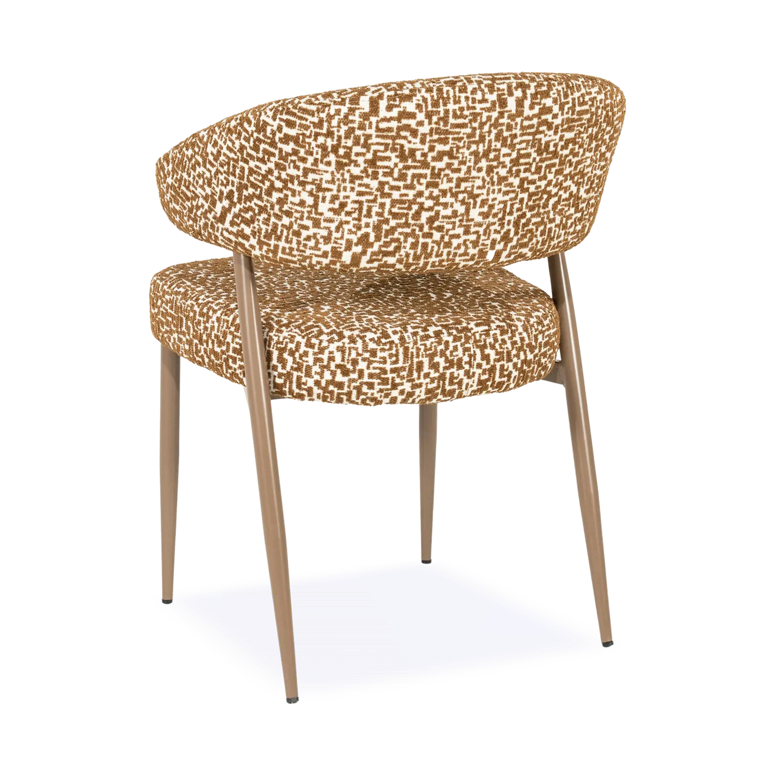 Eetkamerstoel Miso – stof Tetris Bruin – open rug - poot taupe