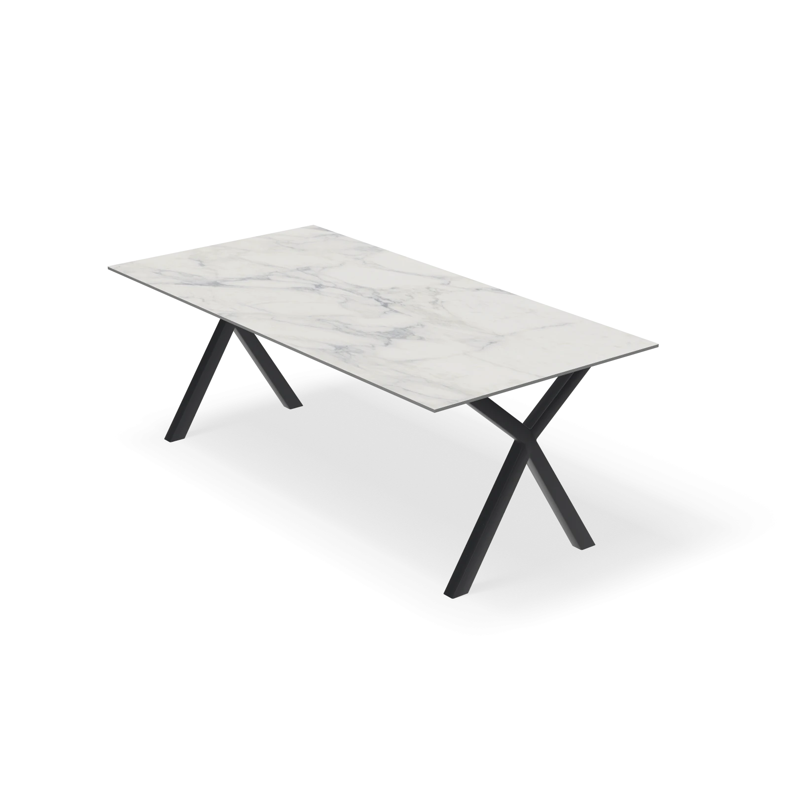 Eettafel X poot - Rechthoek Keramiek Calacatta Extra Satin (200x100cm)