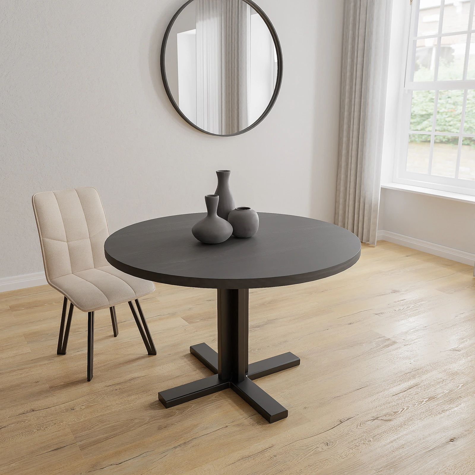 Eettafel Kolos - Rond Eiken Black Sky (120cm)