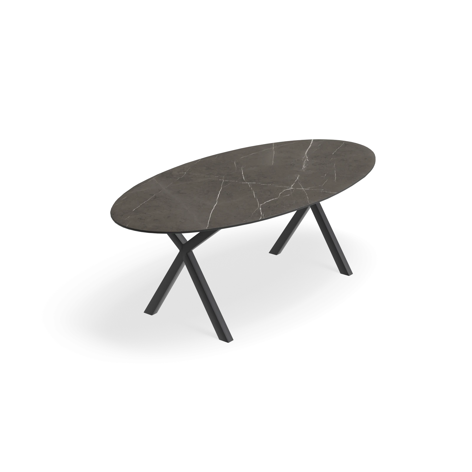 Eettafel X poot - Ovaal Keramiek Imperiale Satin (220x110cm)