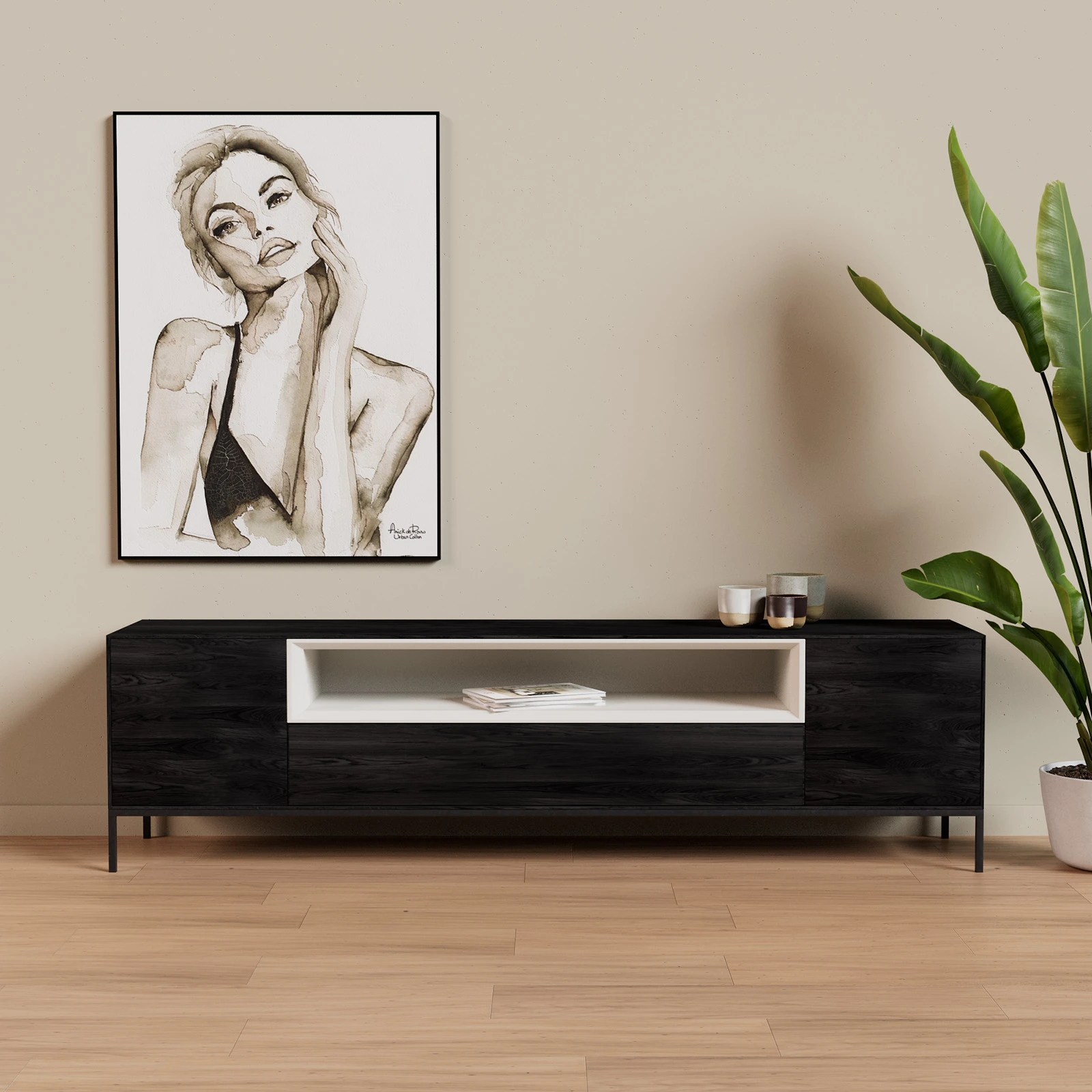 TV Meubel Black Sky 200cm Poot
