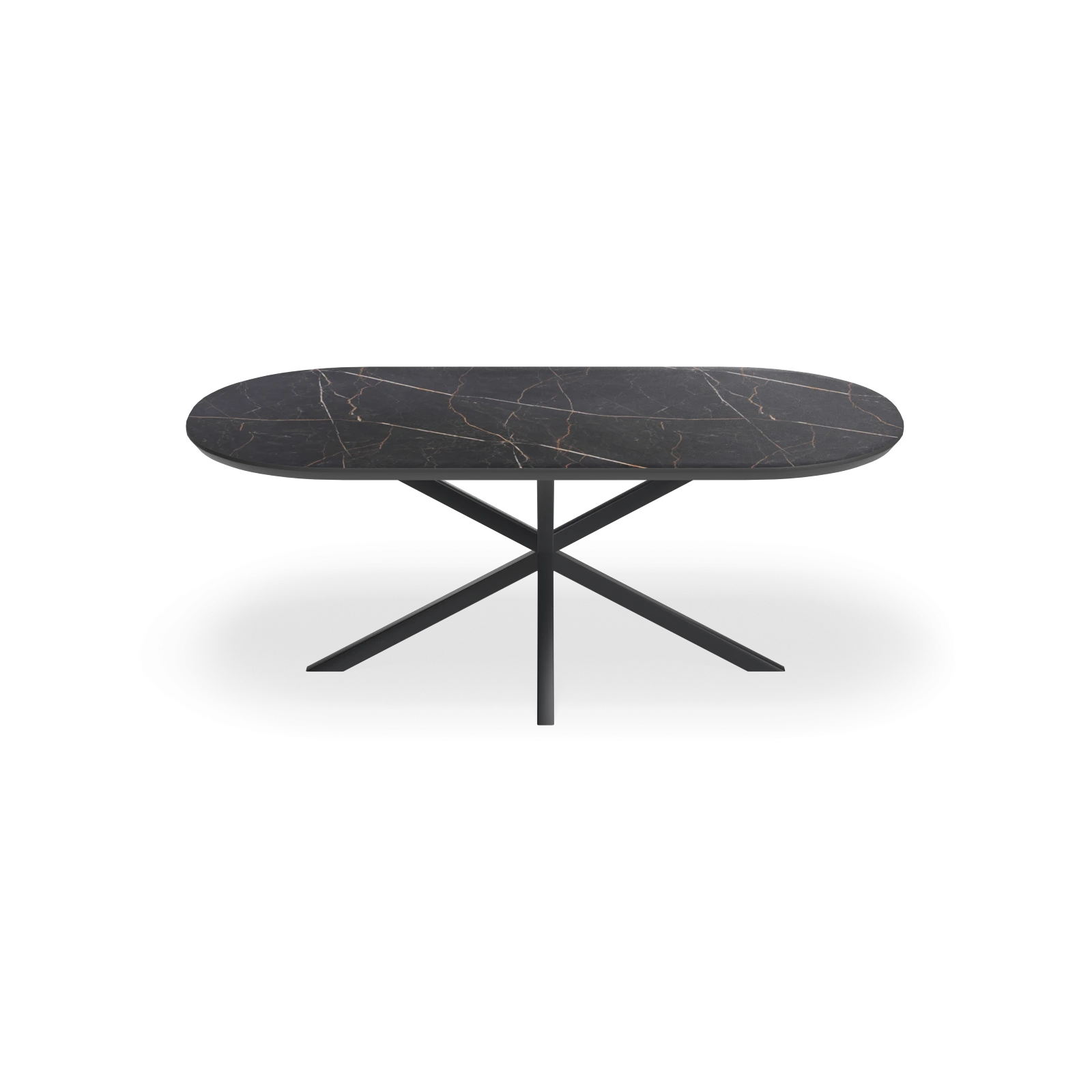Eettafel North - Halve Cirkel HPL Marmerlook (200x100cm)
