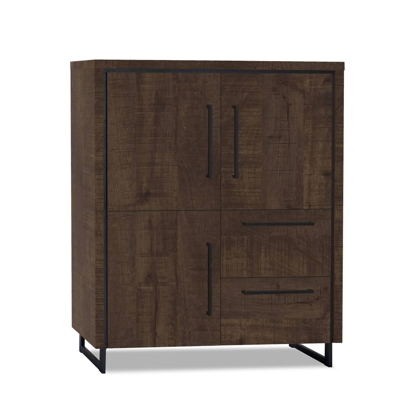 Opbergkast Sheridan - 118 cm - Lamulux Dark Mango - 3 deuren, 2 laden