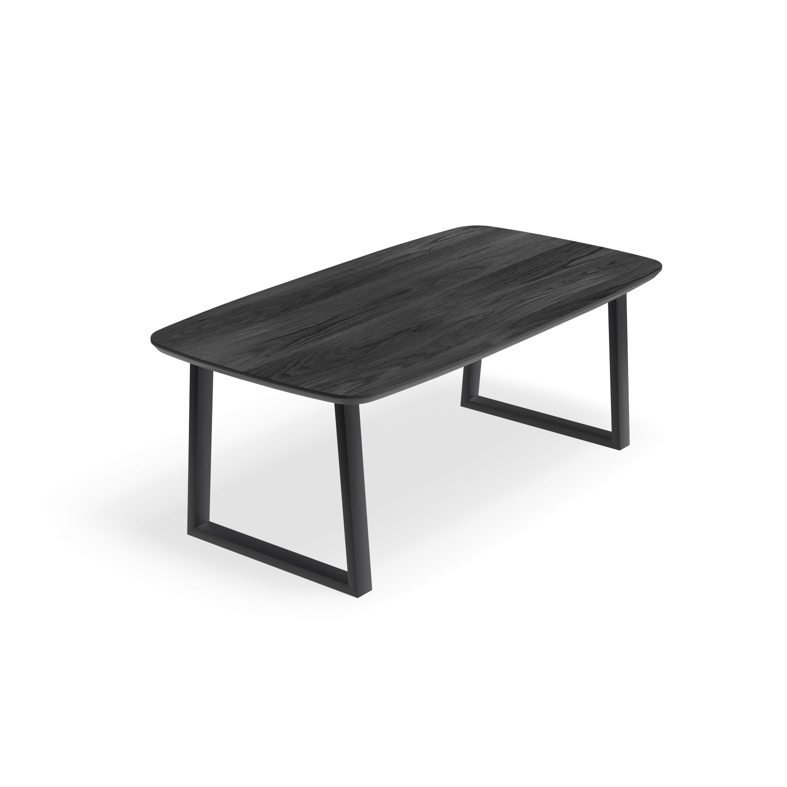 Eettafel U poot (8x4cm) - Deens Ovaal HPL Houtlook zwart (200x105cm)