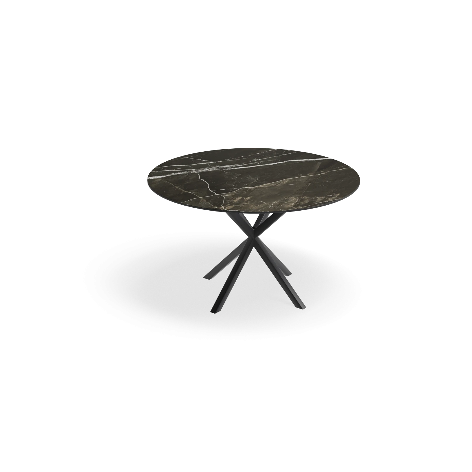 Eettafel North - Rond Keramiek Calacatta Black Satin (130cm)