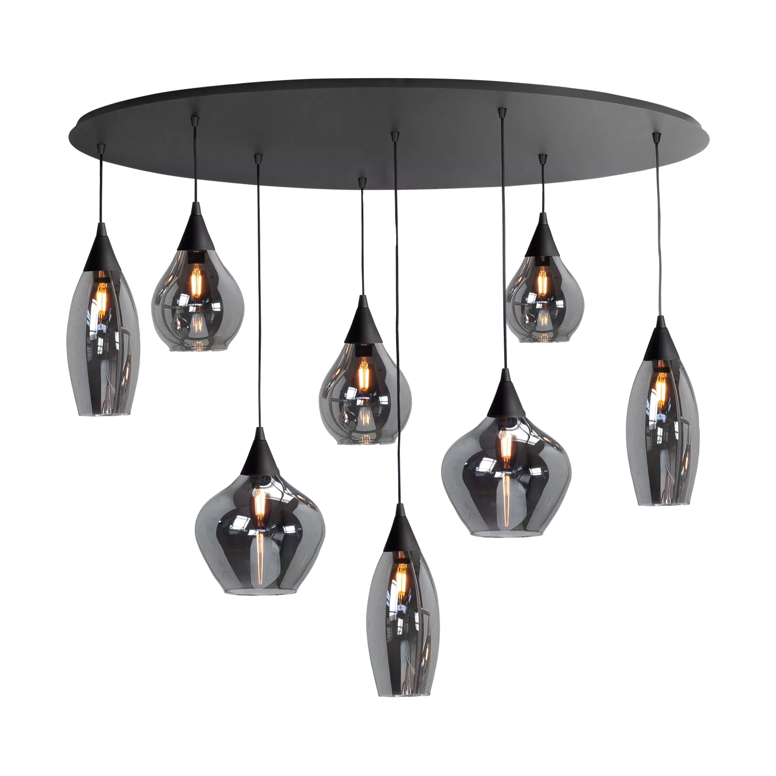 Hanglamp (ovaal - 8 lichts) Cambio - Zwart/Smoke