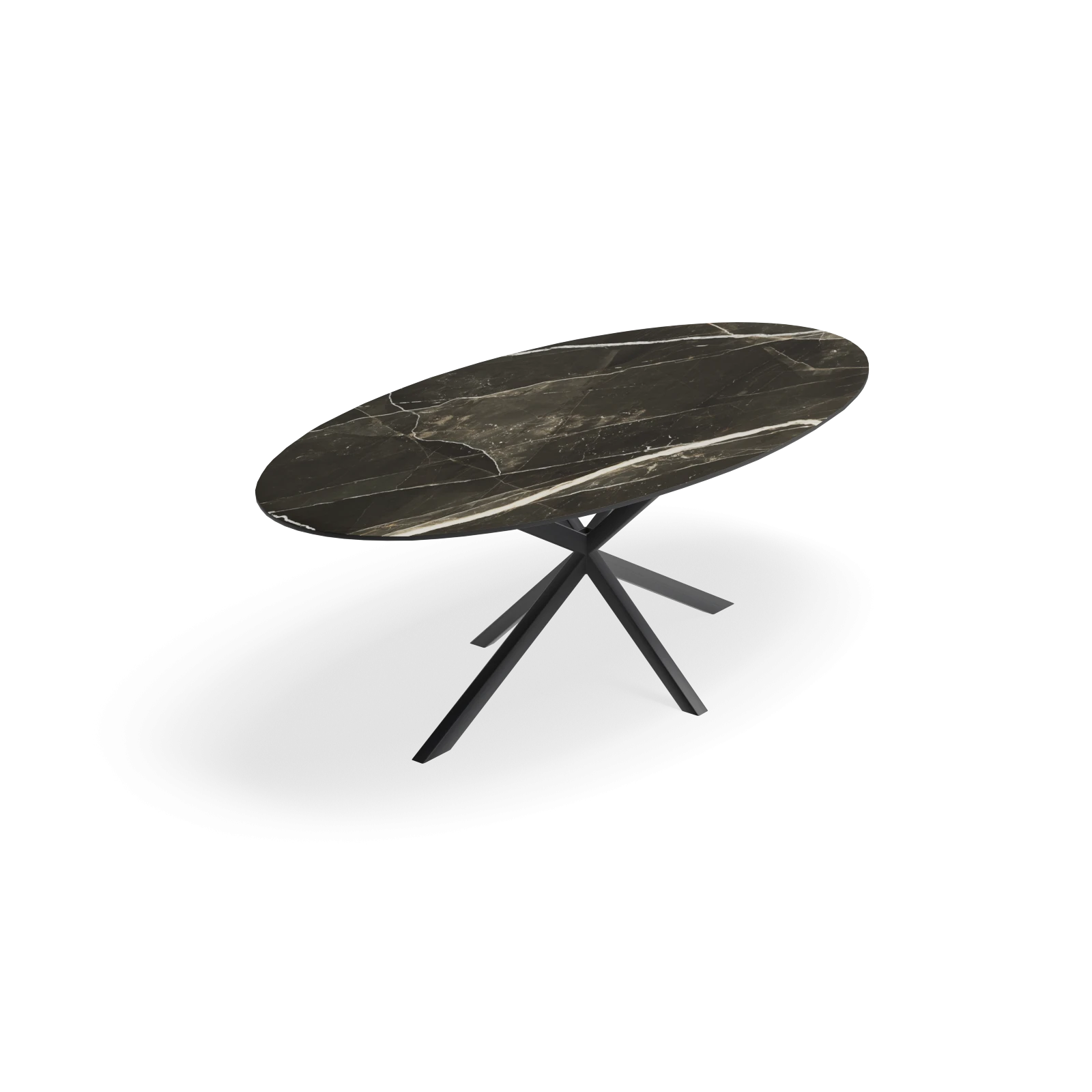 Eettafel North - Ovaal Keramiek Calacatta Black (220x110cm)