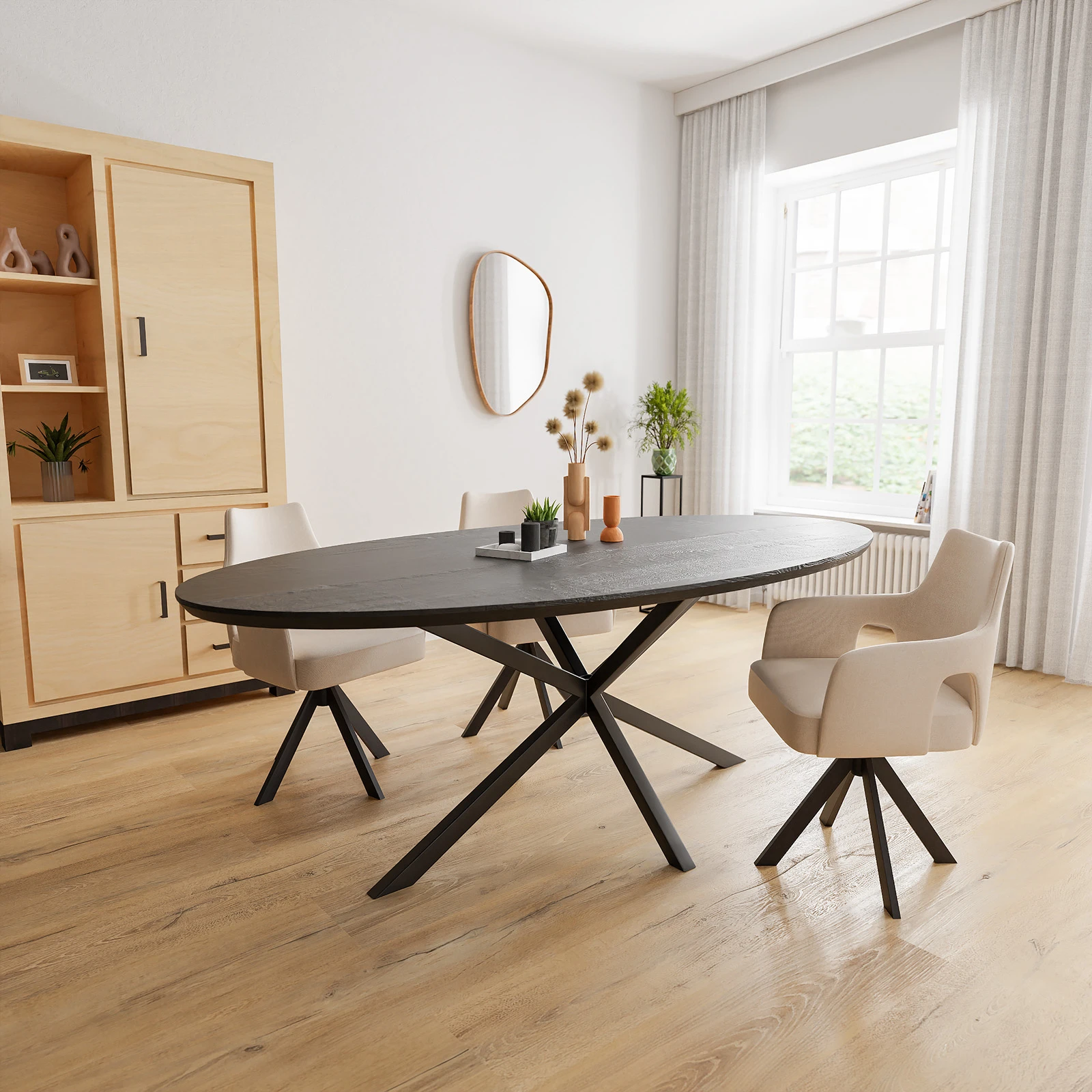 Eettafel North - Ovaal Eiken Black Sky (220x110cm)