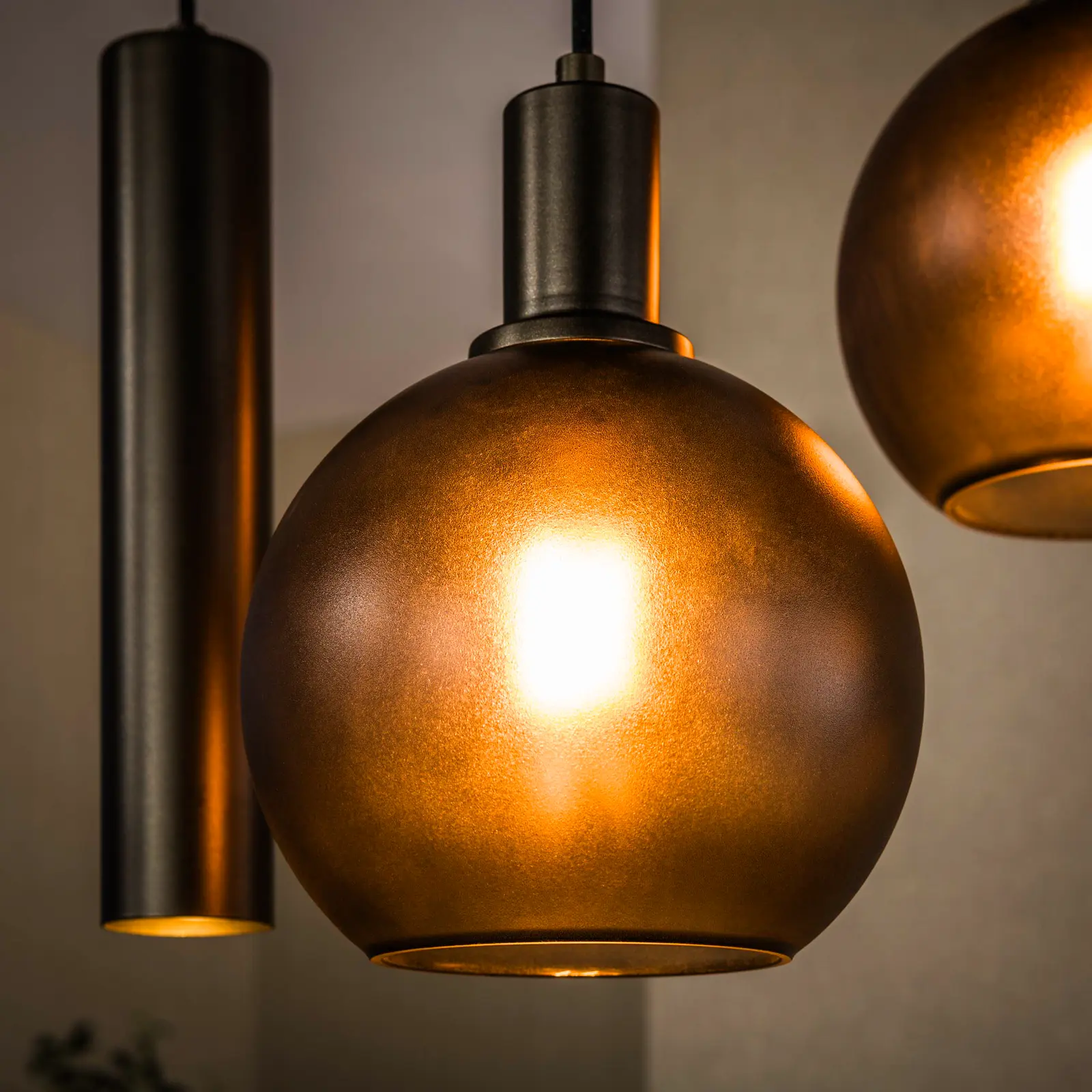 Hanglamp Sfera - 100 cm - Tricolore 4 + 3 lichts - Sienna Bruin Frosted