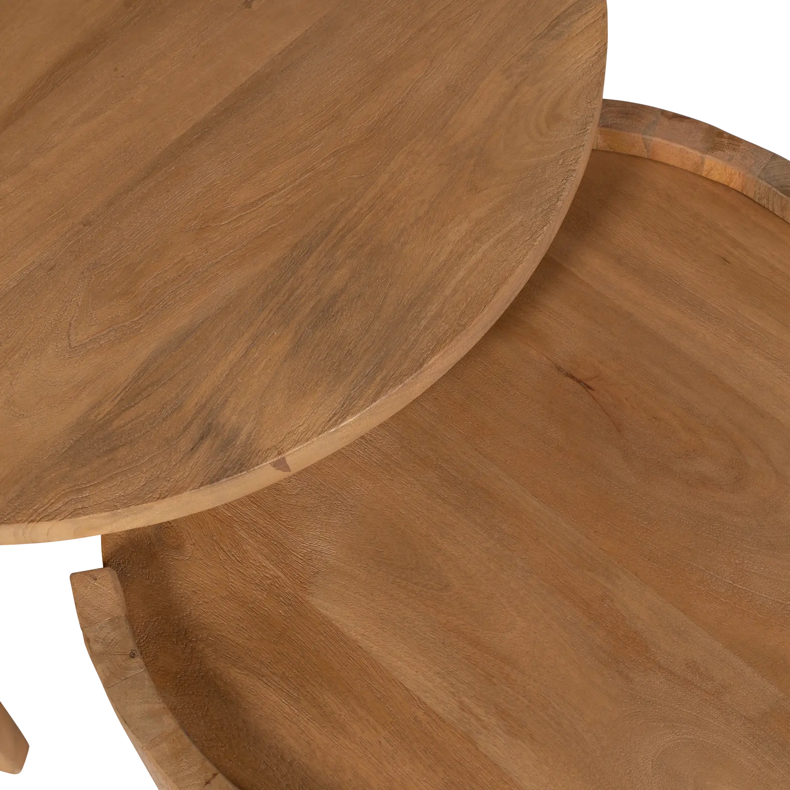 Salontafel set van 2 Miles - rond 70/50 cm - Mangohout Loom Naturel