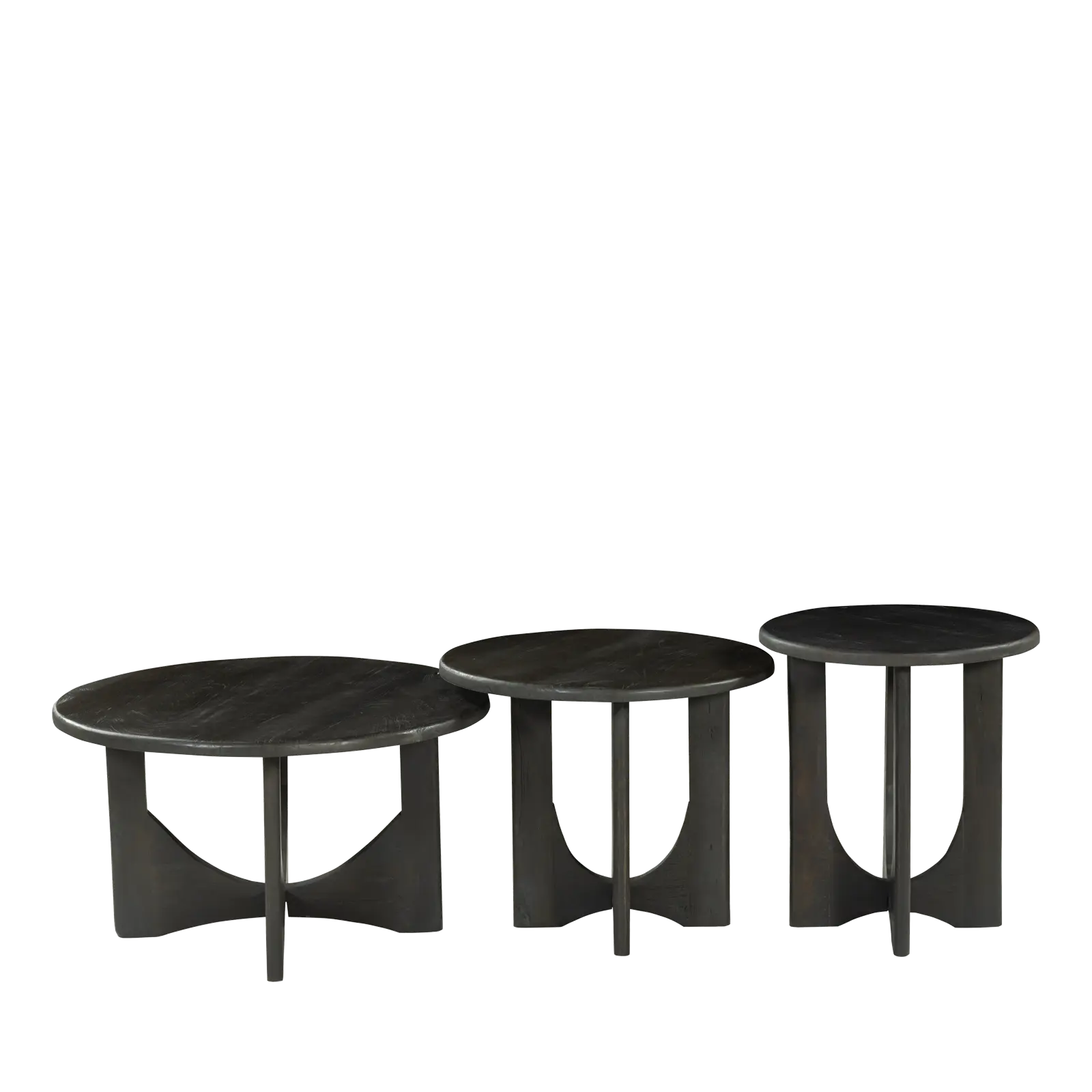 Salontafel set van 3 Bodino - rond 70/55/45 cm - Mangohout Cacao Bruin - sale