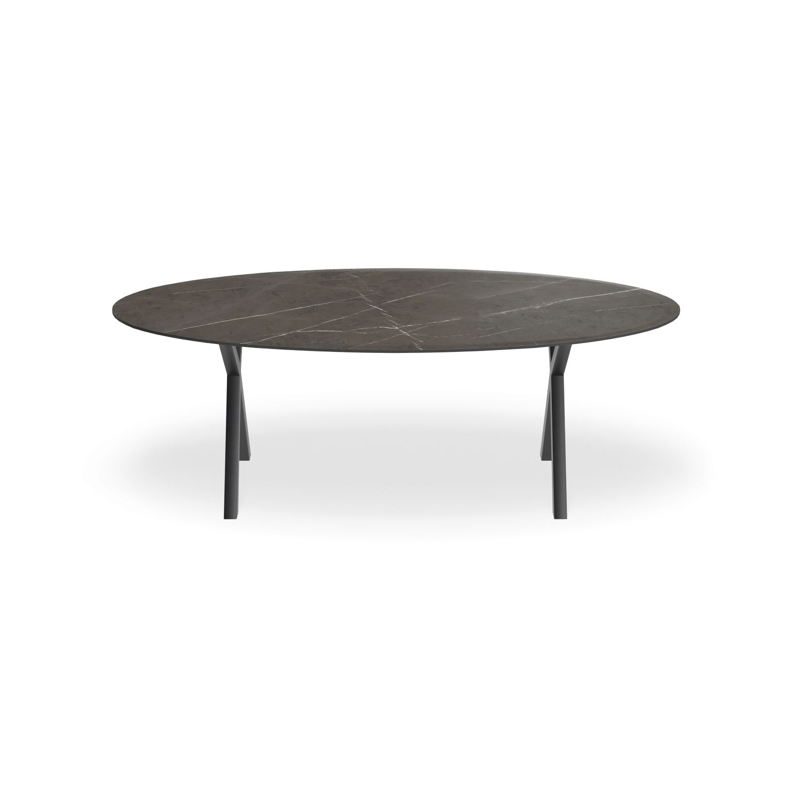 Eettafel X poot - Ovaal Keramiek Imperiale Satin (220x110cm)