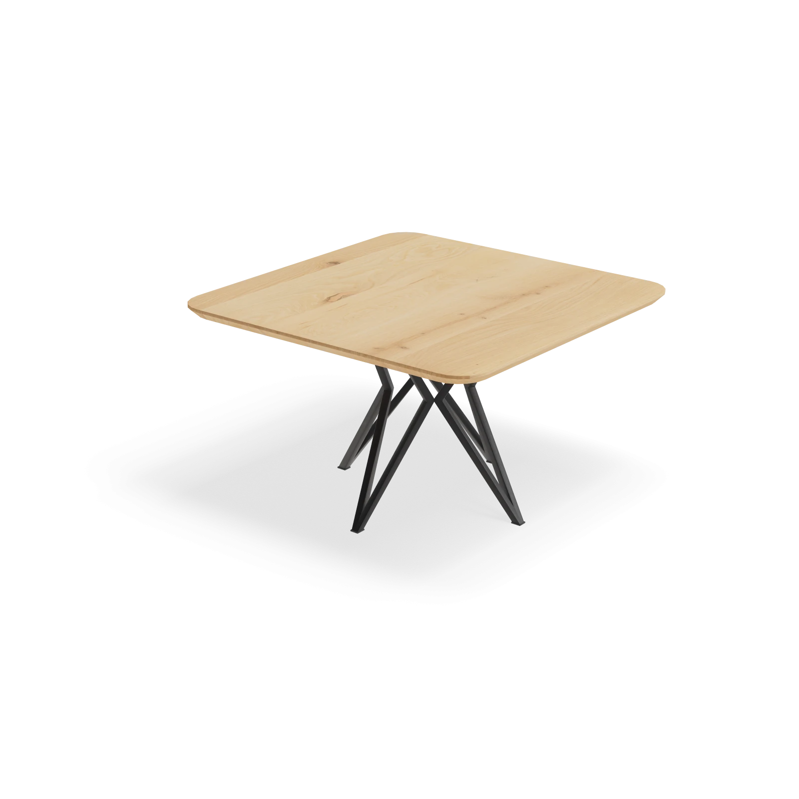 Eettafel Crosse - Vierkant afgeronde hoek Eiken Nature White (130x130cm)