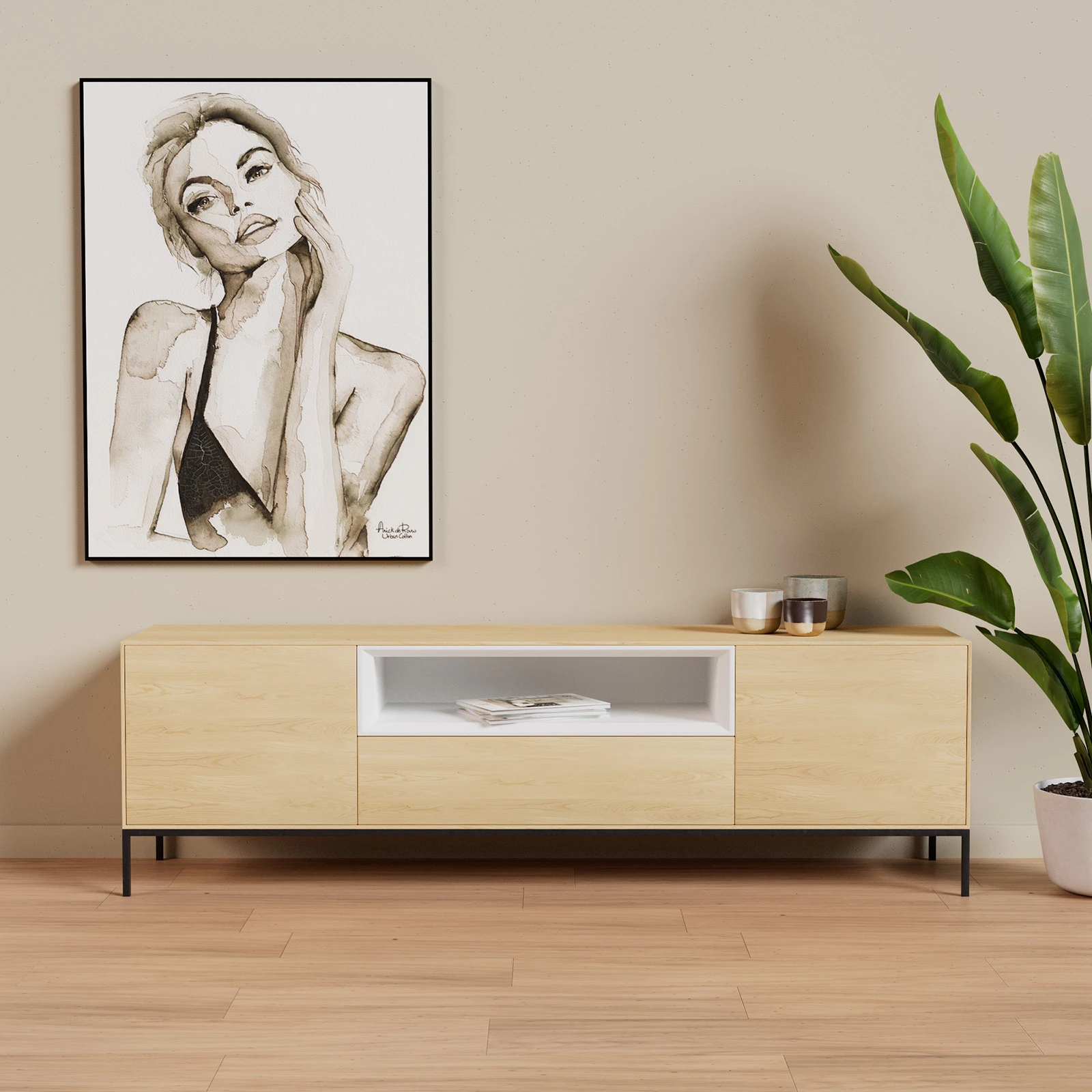 TV Meubel Nature White 180cm Poot