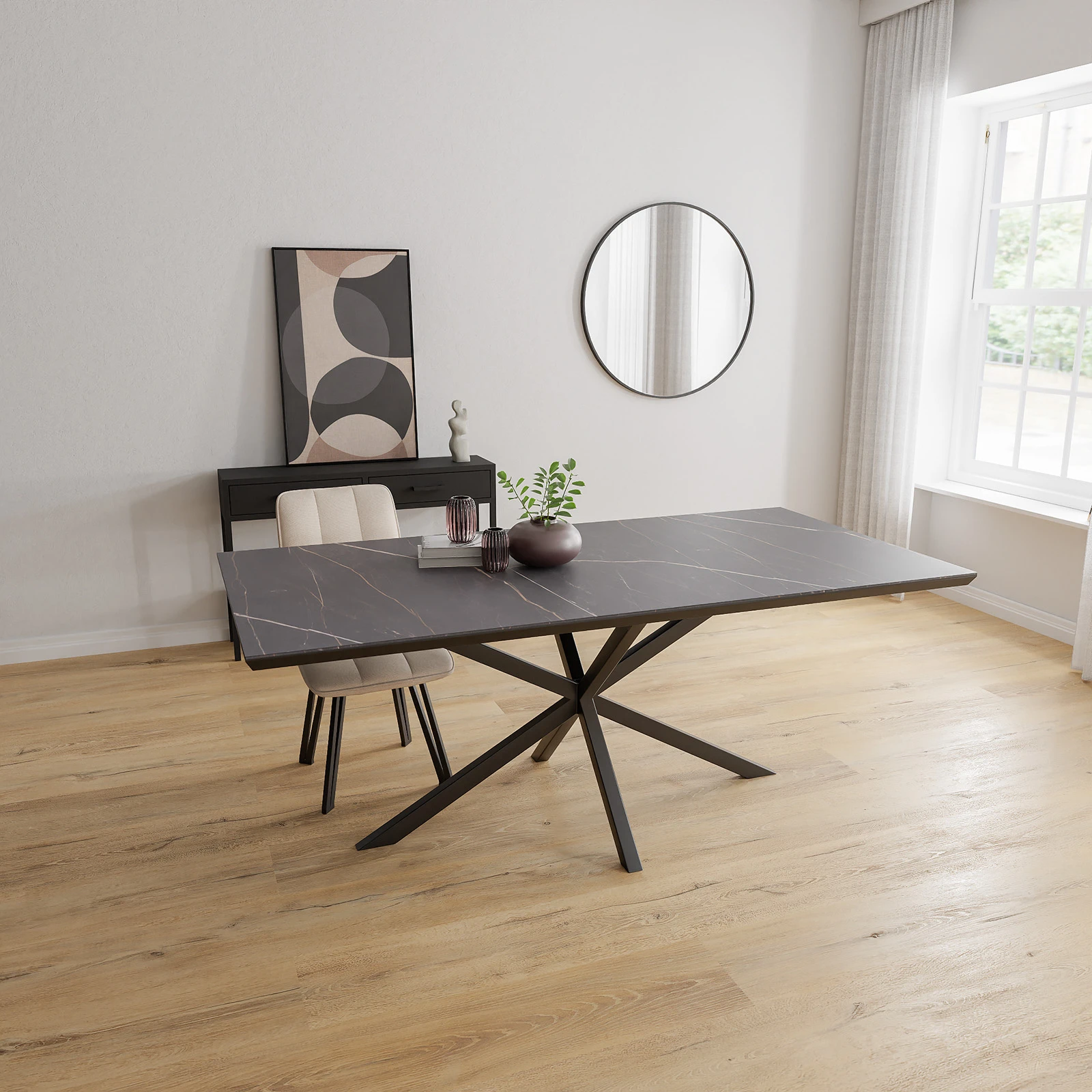 Eettafel North - Rechthoek HPL Marmerlook (200x100cm)