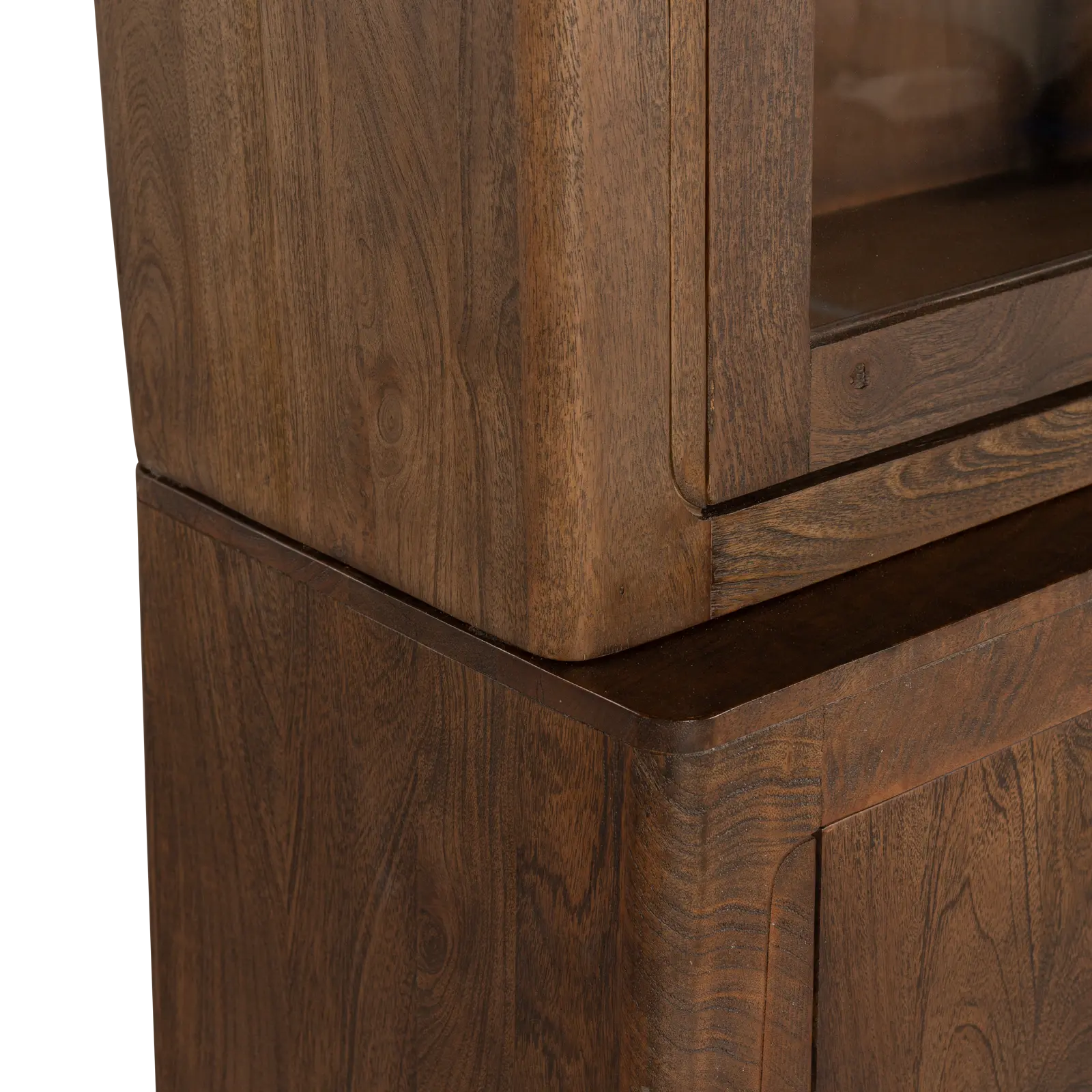 Buffetkast Latara - 200 cm - 8-deurs - Mangohout Cacao Bruin - 4 glasdeuren, 4 dichte deuren