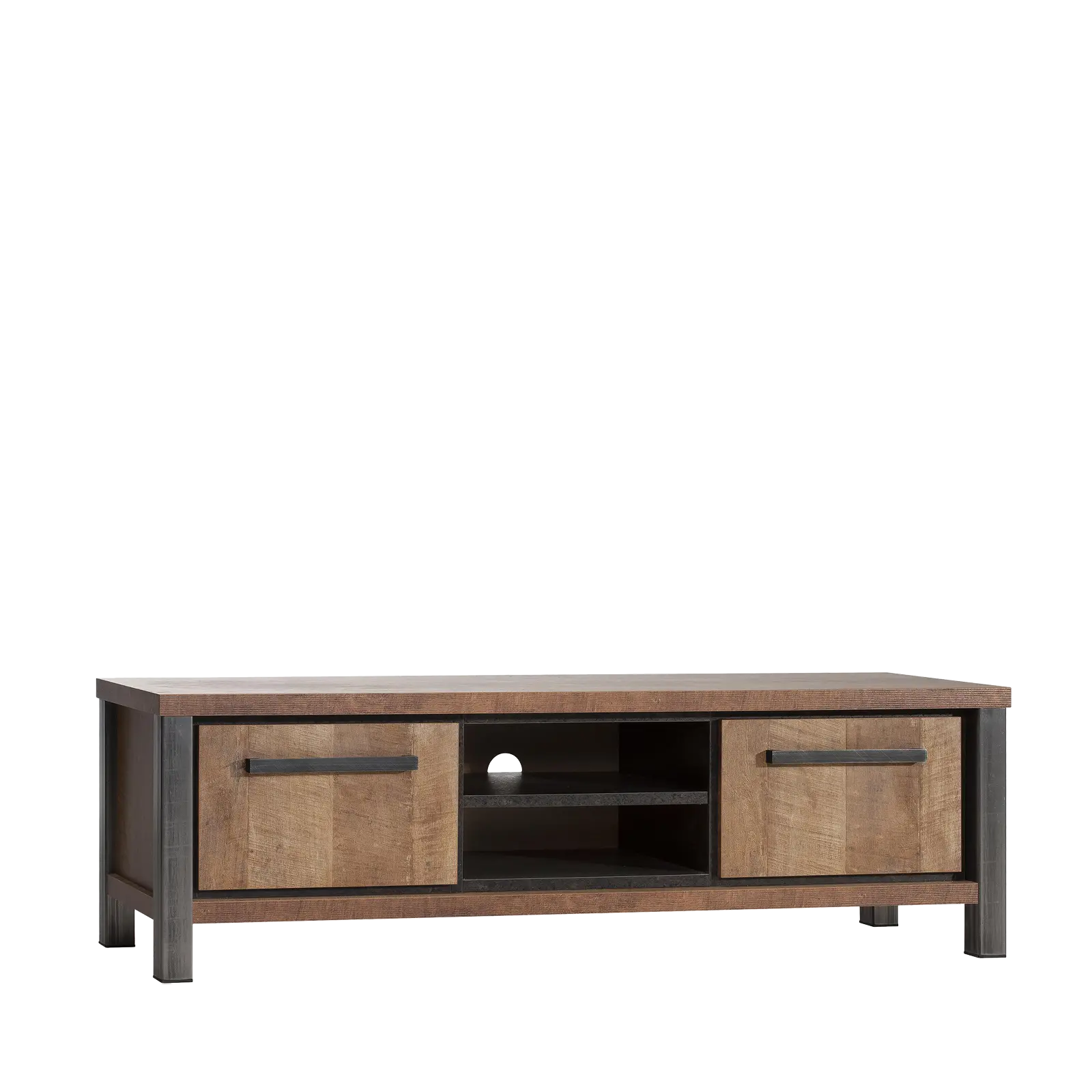 TV meubel Kinga - 170 cm - Lamulux Old Teak - 2 deuren, 2 open vakken