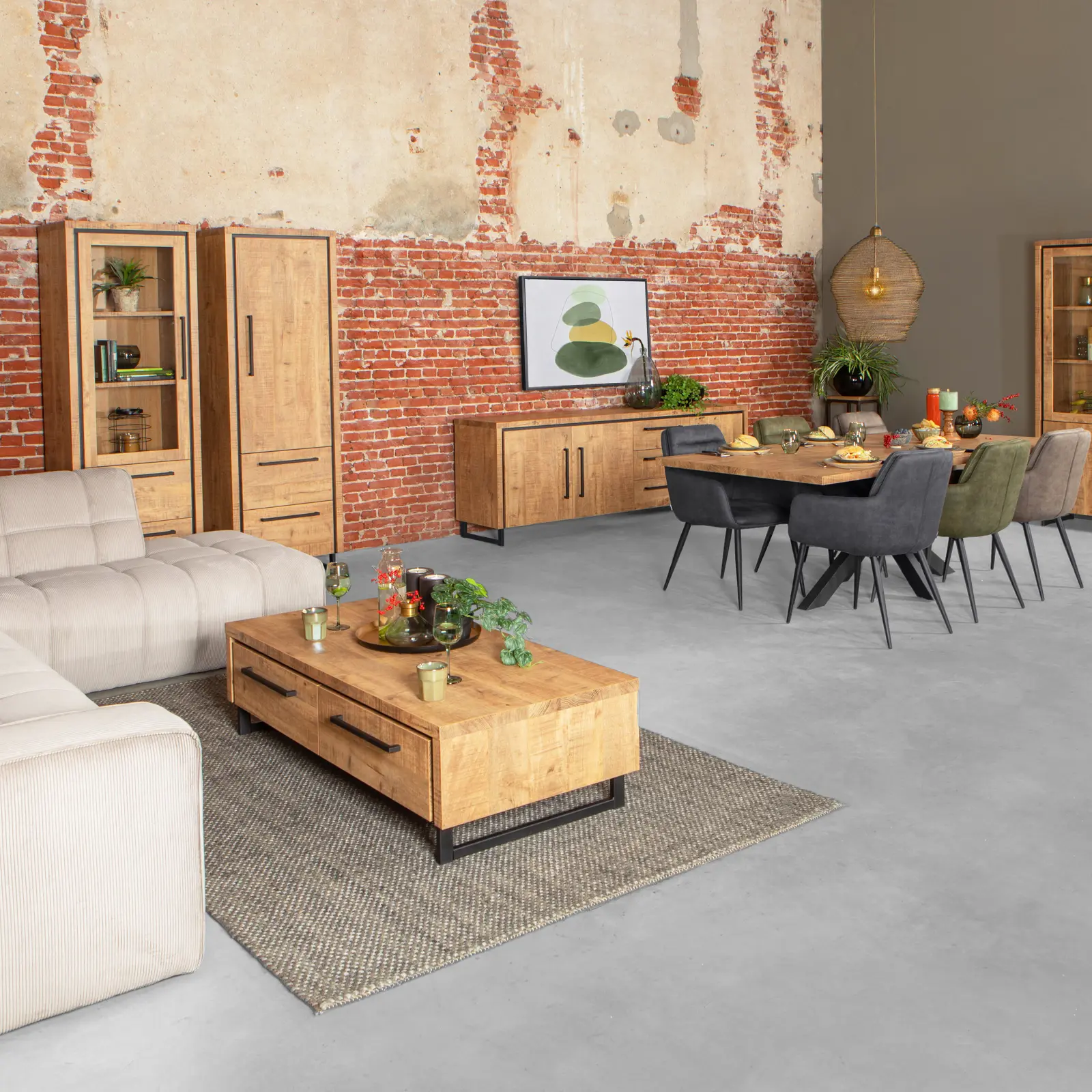 Vitrinekast Sheridan - 118 cm - Lamulux Mango - 4 deuren