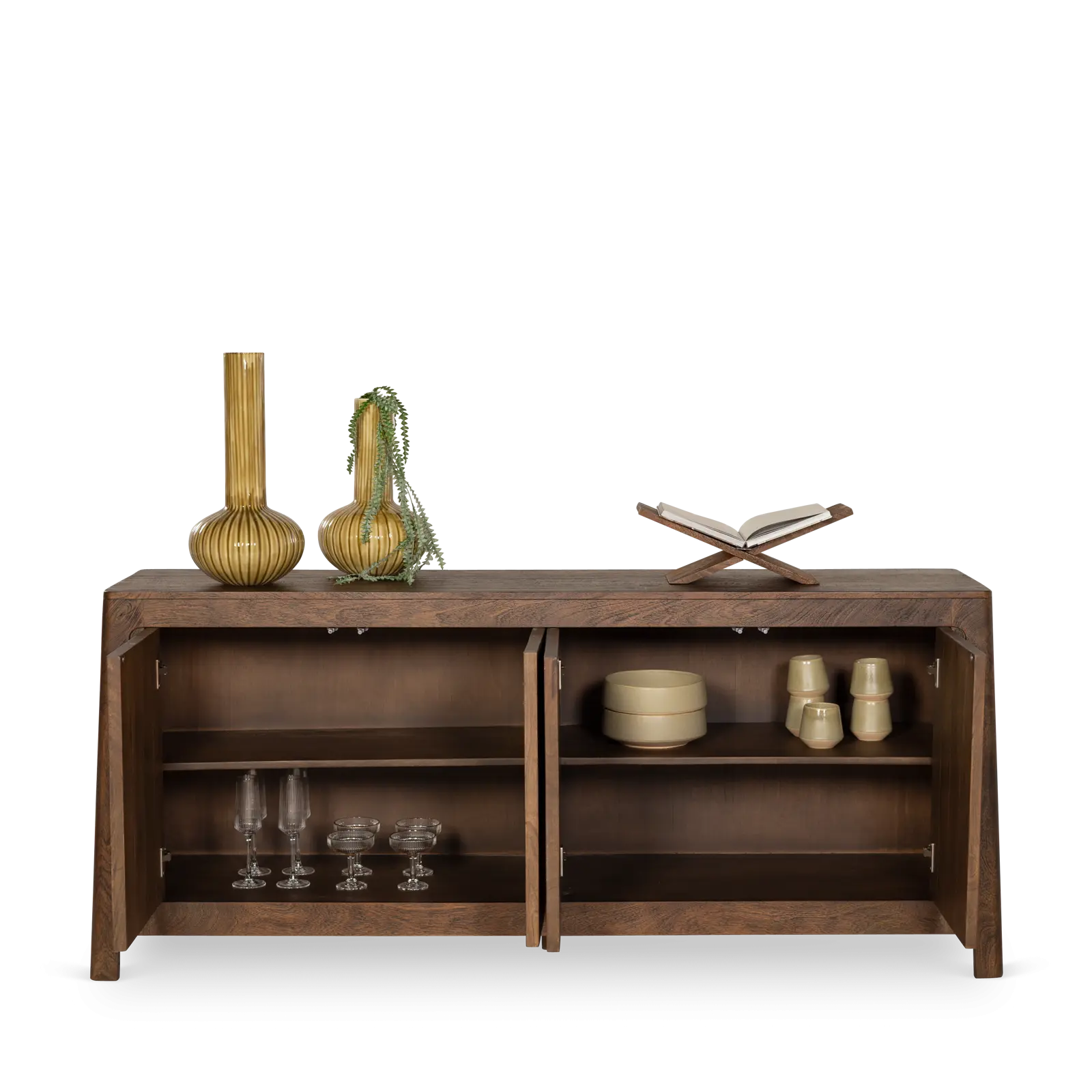 Dressoir Latara - 200 cm - Mangohout Cacao Bruin - 4 deuren