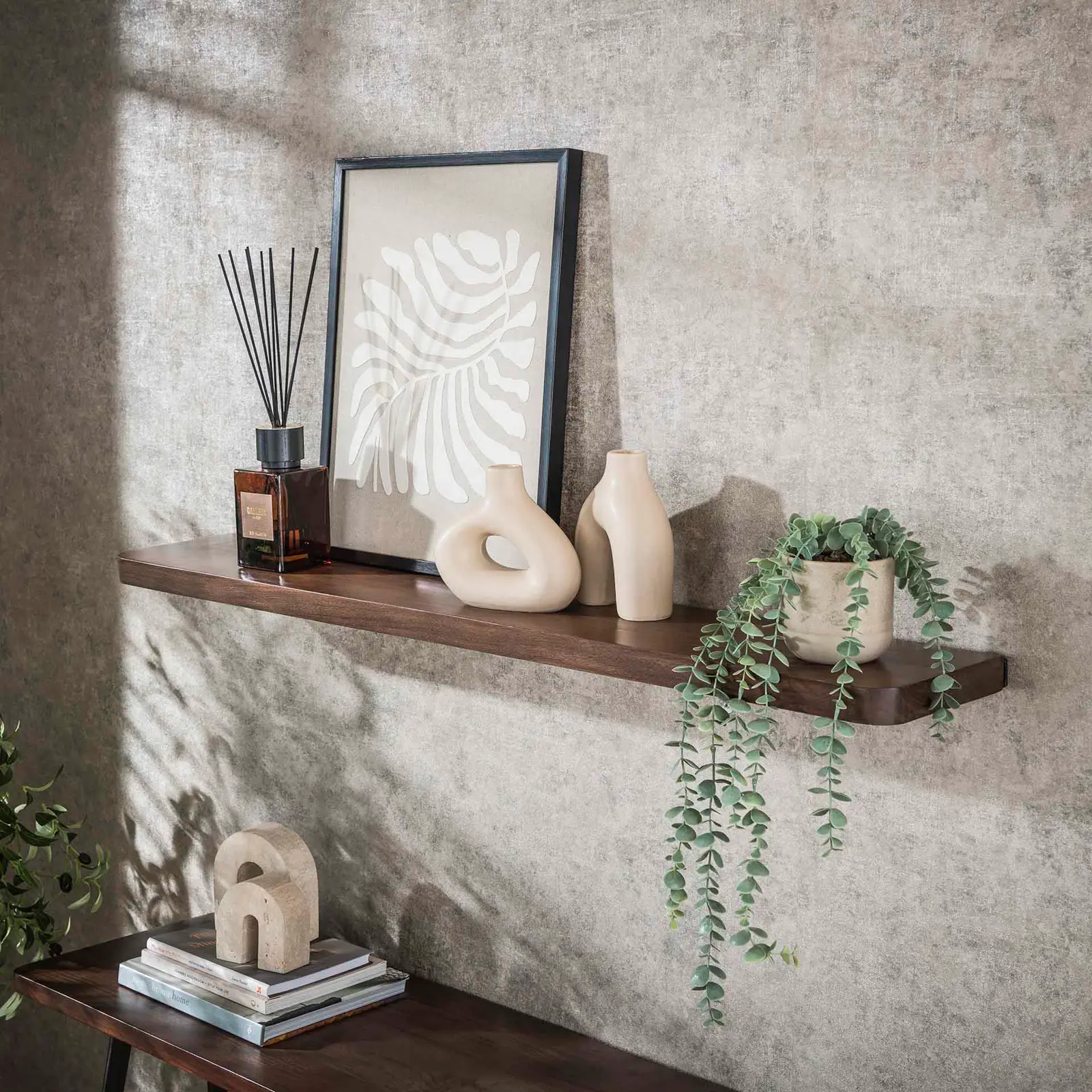 Wandplank Carve - 120 cm - Acaciahout Bruin