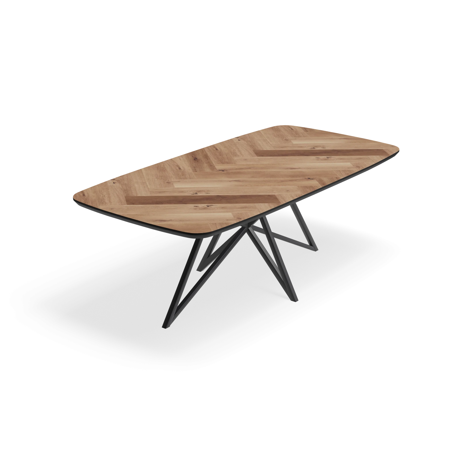 Eettafel Crosse - Deens Ovaal Eiken Visgraat Kiezel (220x100cm)