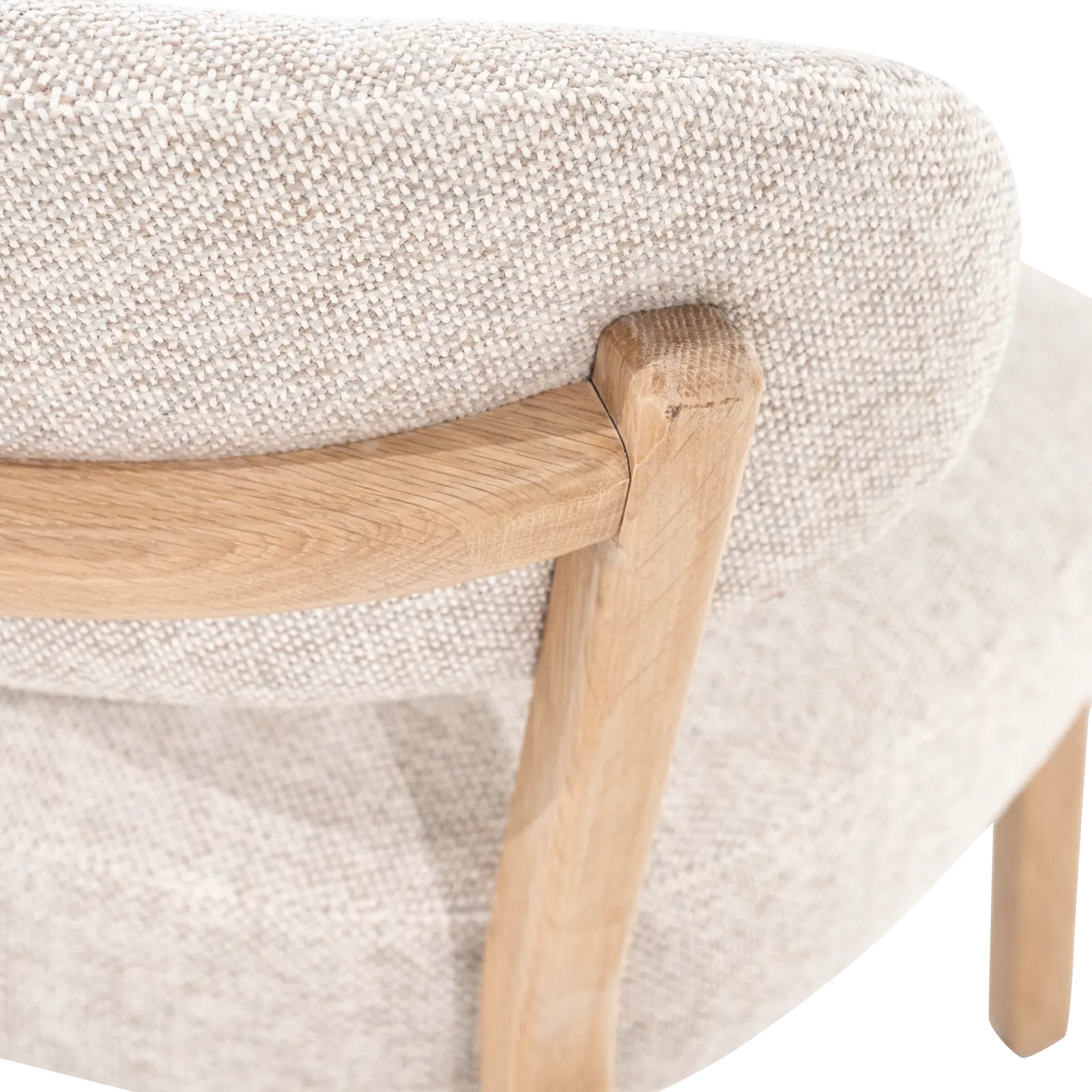 Fauteuil Mikky - stof Moon Taupe - poot eiken naturel - Japandi