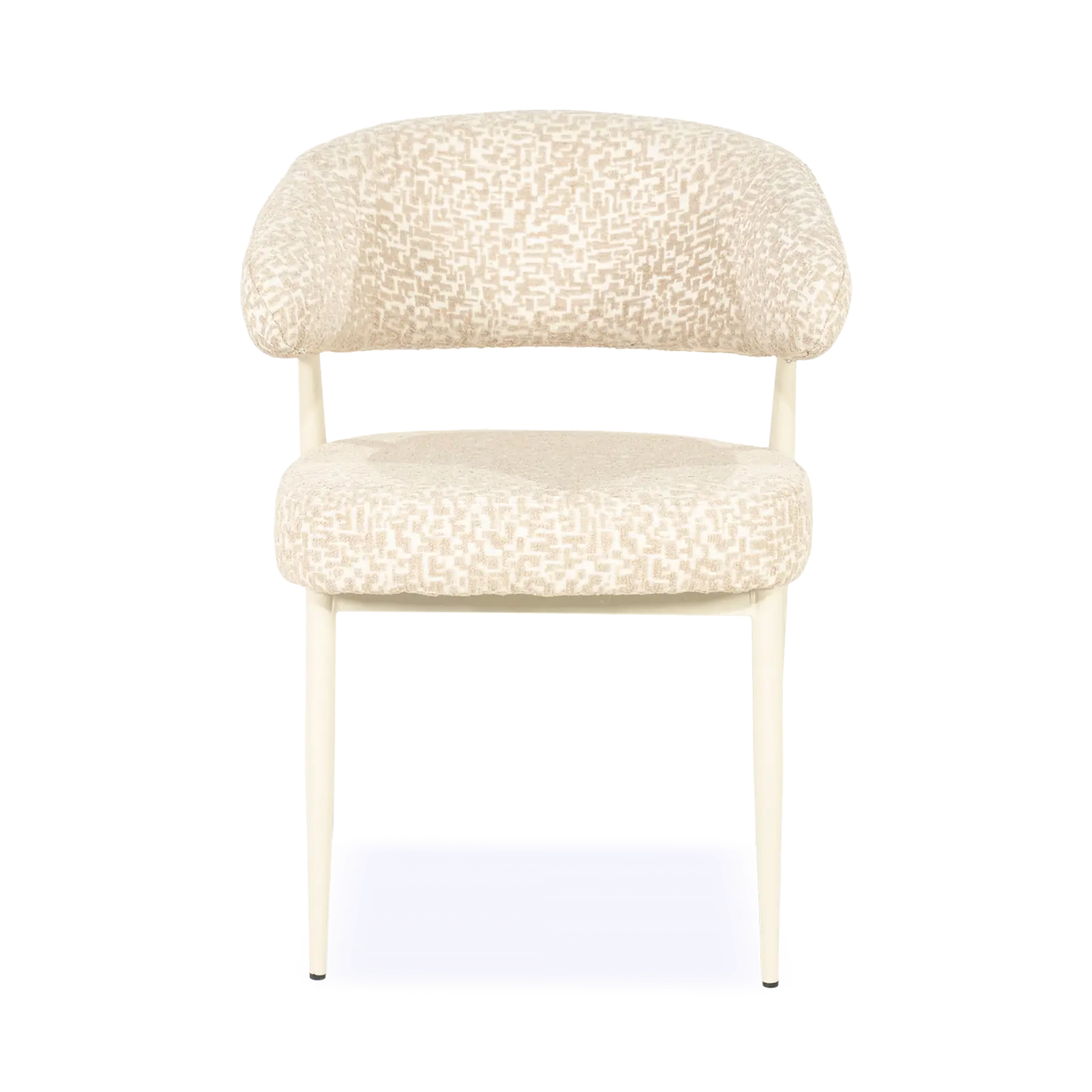 Eetkamerstoel Miso – stof Tetris Taupe – open rug – poot beige