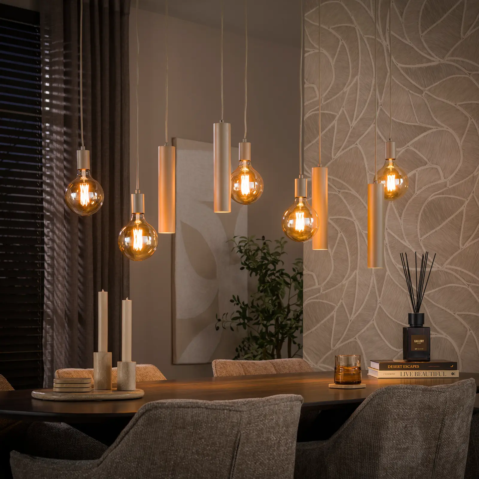 Hanglamp Senso 5+4-lichts - Beige