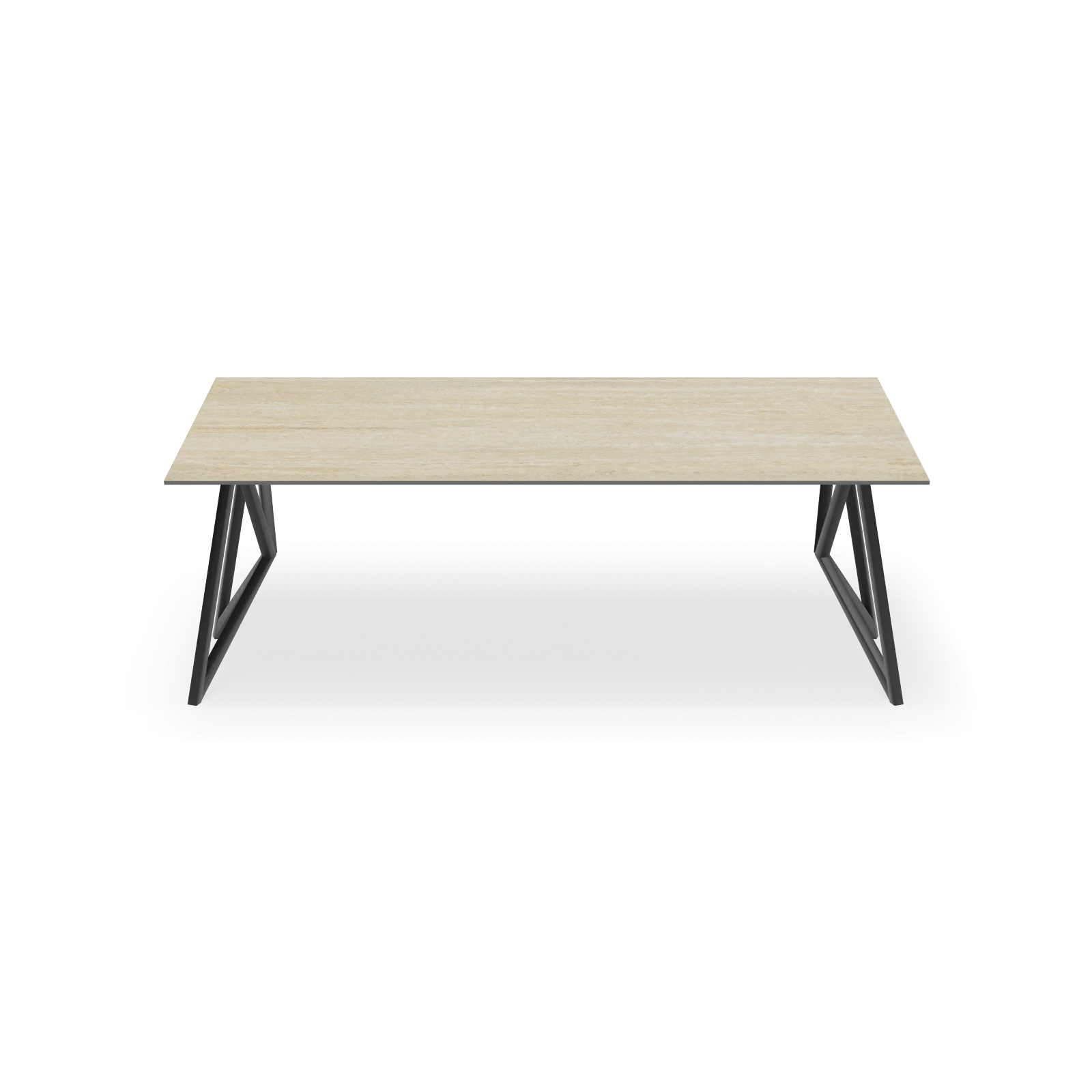 Eettafel Crosse (los) - Rechthoek Keramiek Travertine Classico Satin (200x100cm)