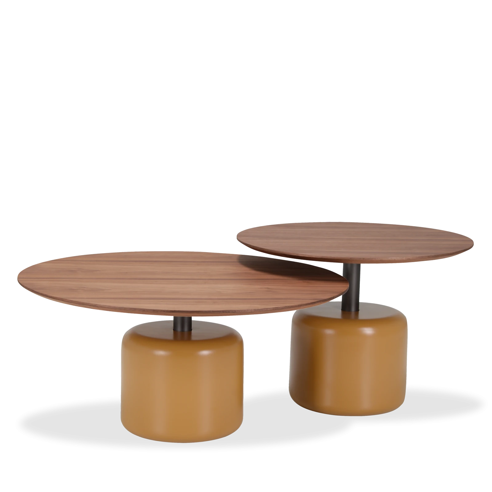 Salontafel (rond: 60cm - poot: cognac) Formia - Walnoot