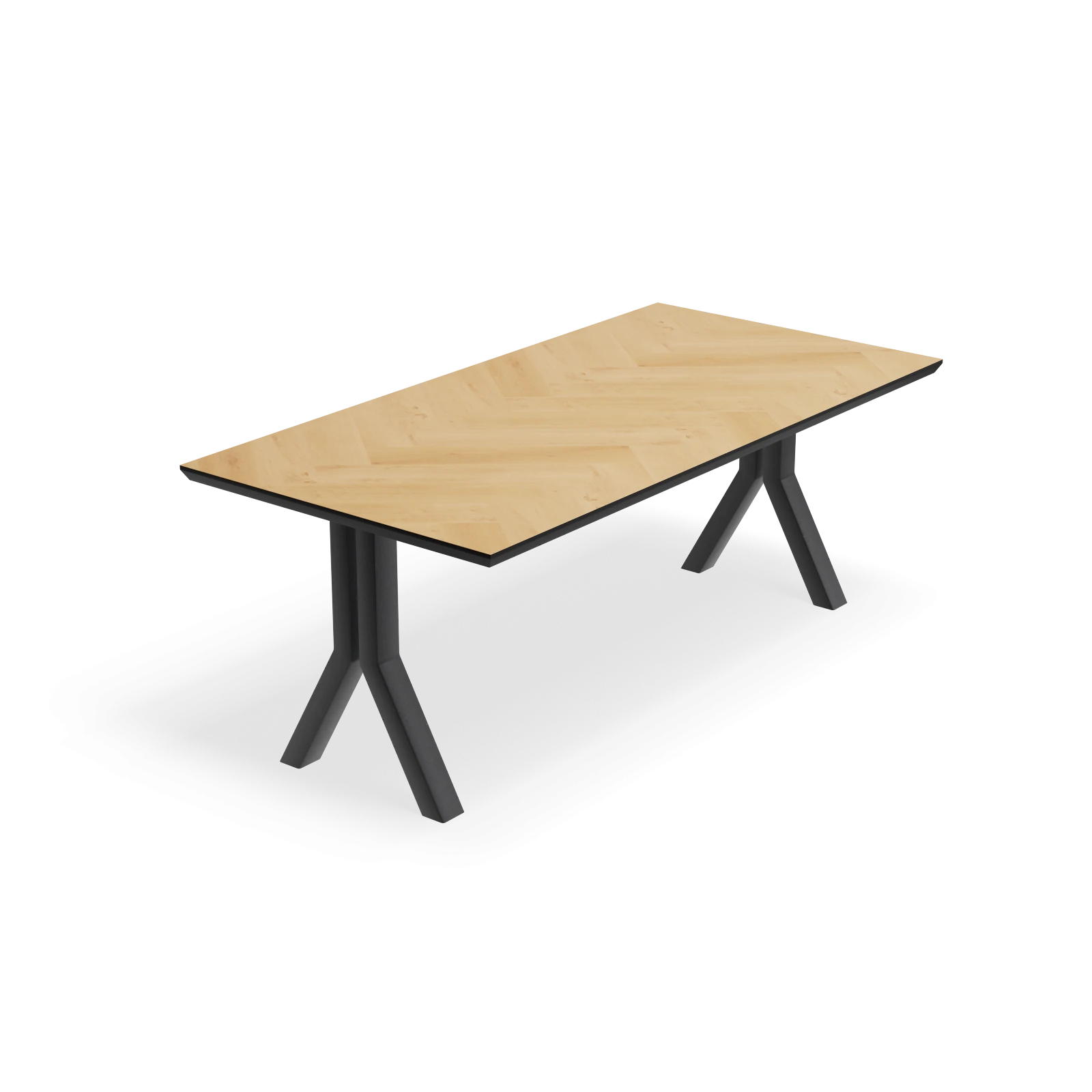 Eettafel Y poot (8x8cm) - Rechthoek Eiken Visgraat Nature White (200x100cm)