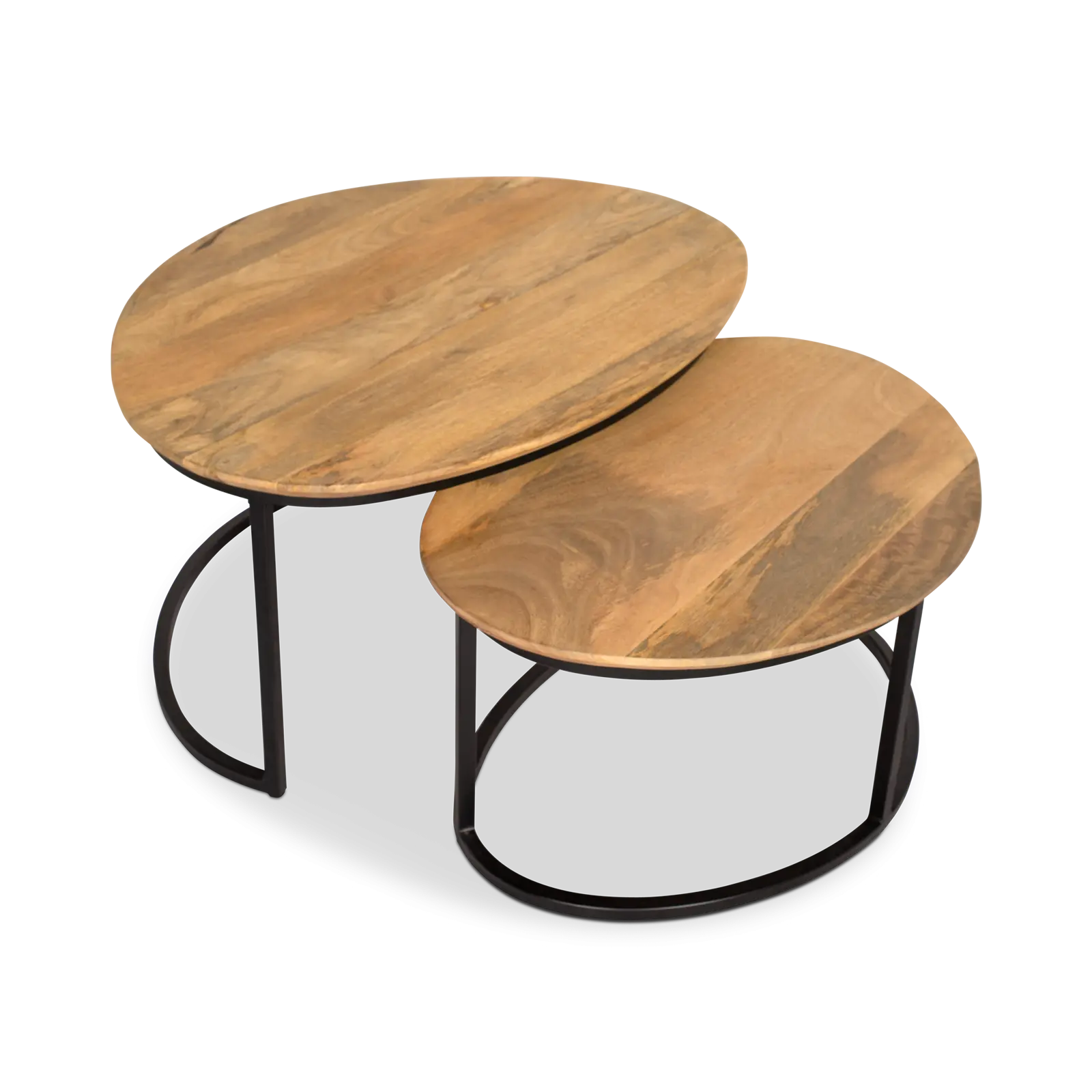 Salontafel set van 2 - Rimini - kiezelvorm - Mangohout Naturel
