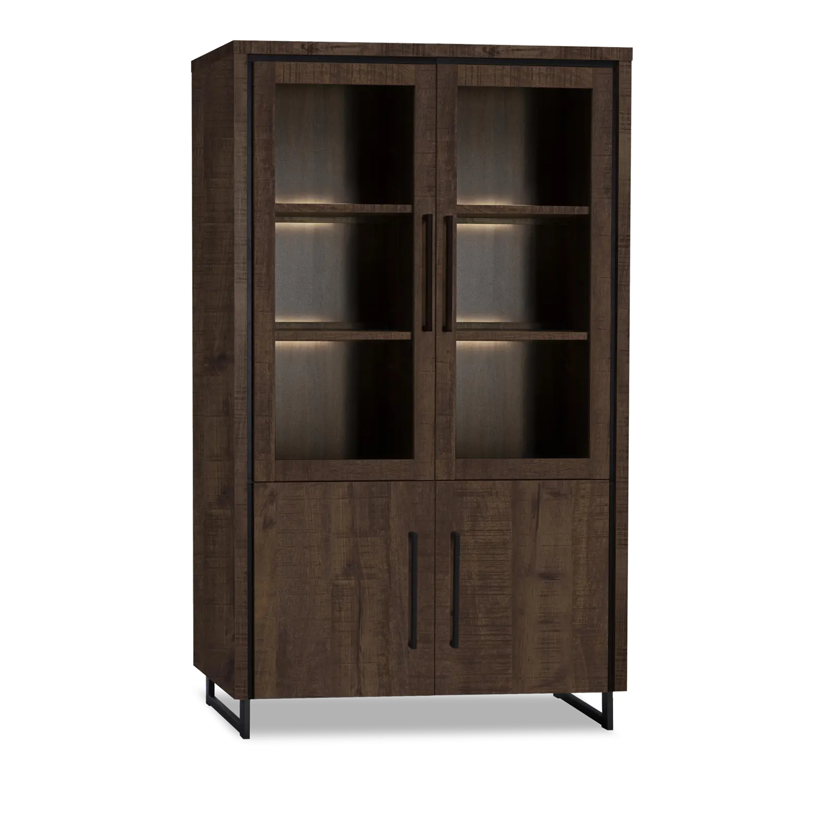 Vitrinekast Sheridan - 118 cm - Lamulux Dark Mango - 4 deuren