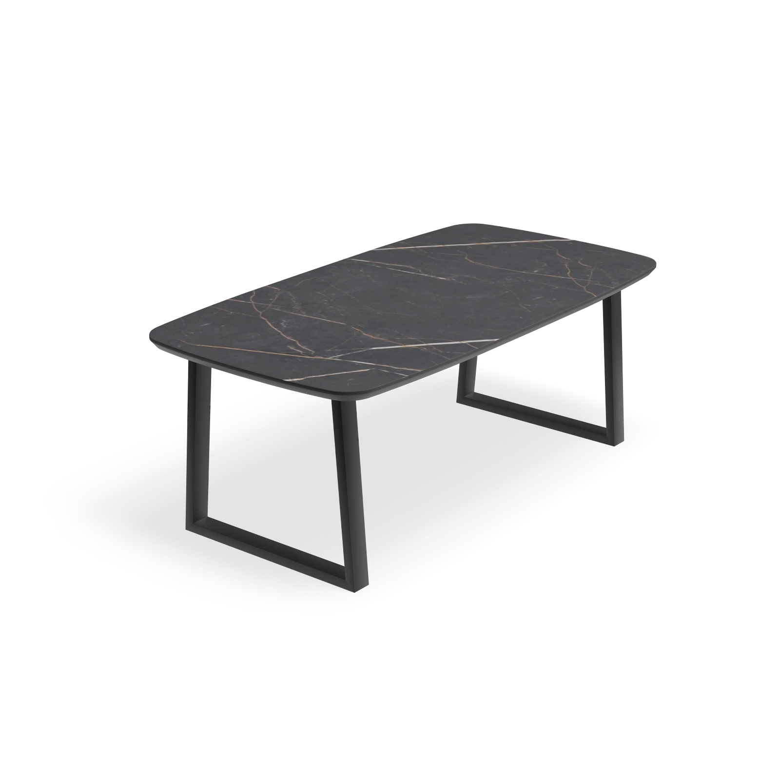 Eettafel U poot (8x4cm) - Deens Ovaal HPL Marmerlook (200x105cm)