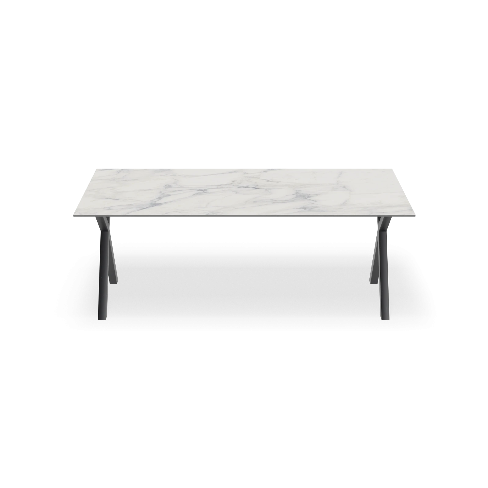 Eettafel X poot - Rechthoek Keramiek Calacatta Extra Satin (200x100cm)