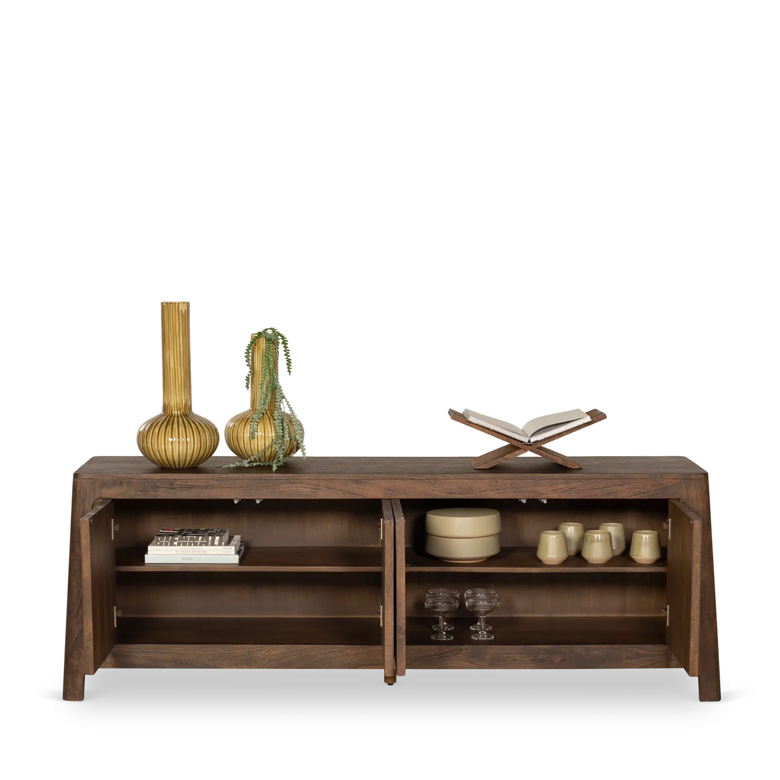 TV meubel Latara - 200 cm - Mangohout Cacao Bruin - 4 deuren