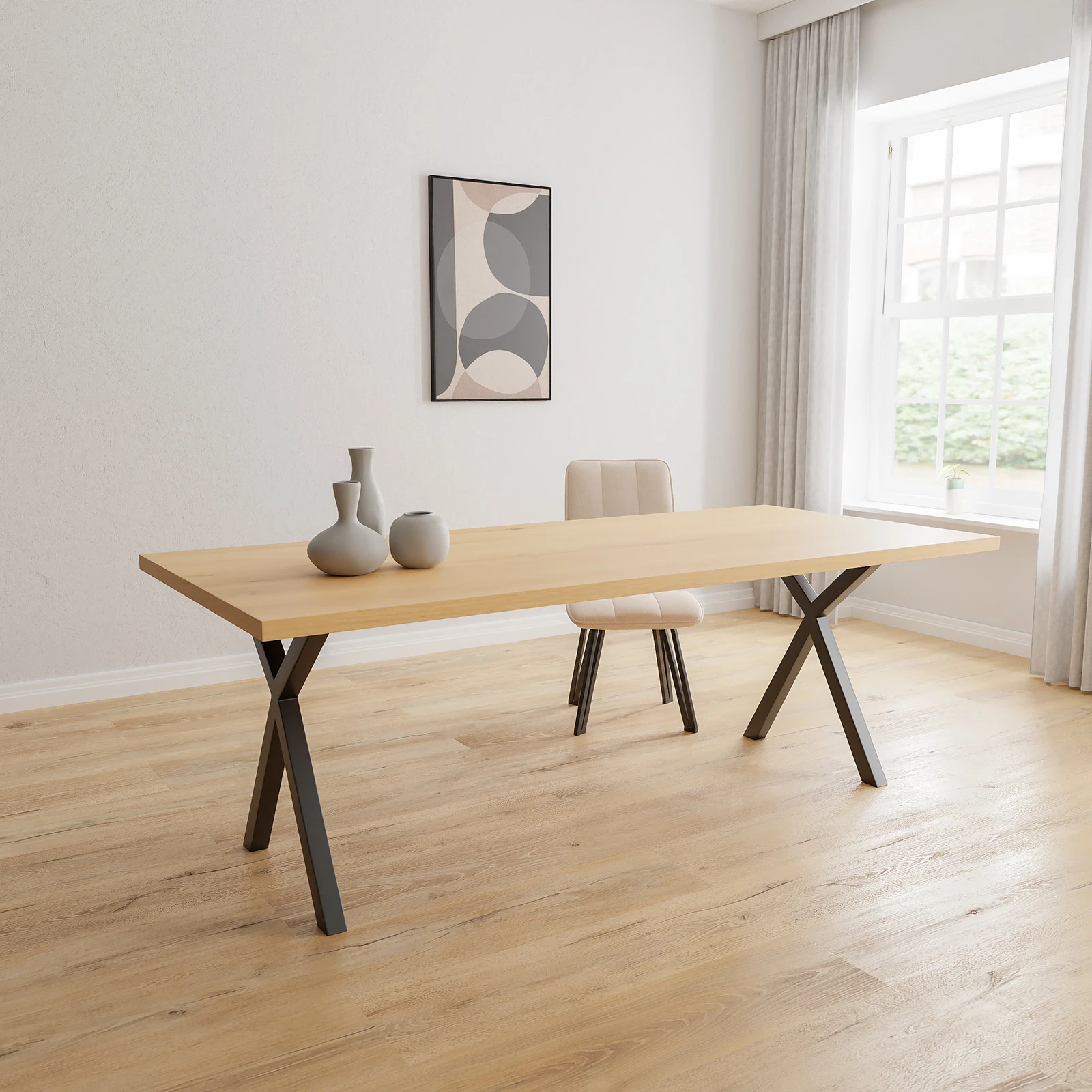Eettafel x Poot(dun) - Rechthoek Eiken Nature White (220x100cm)