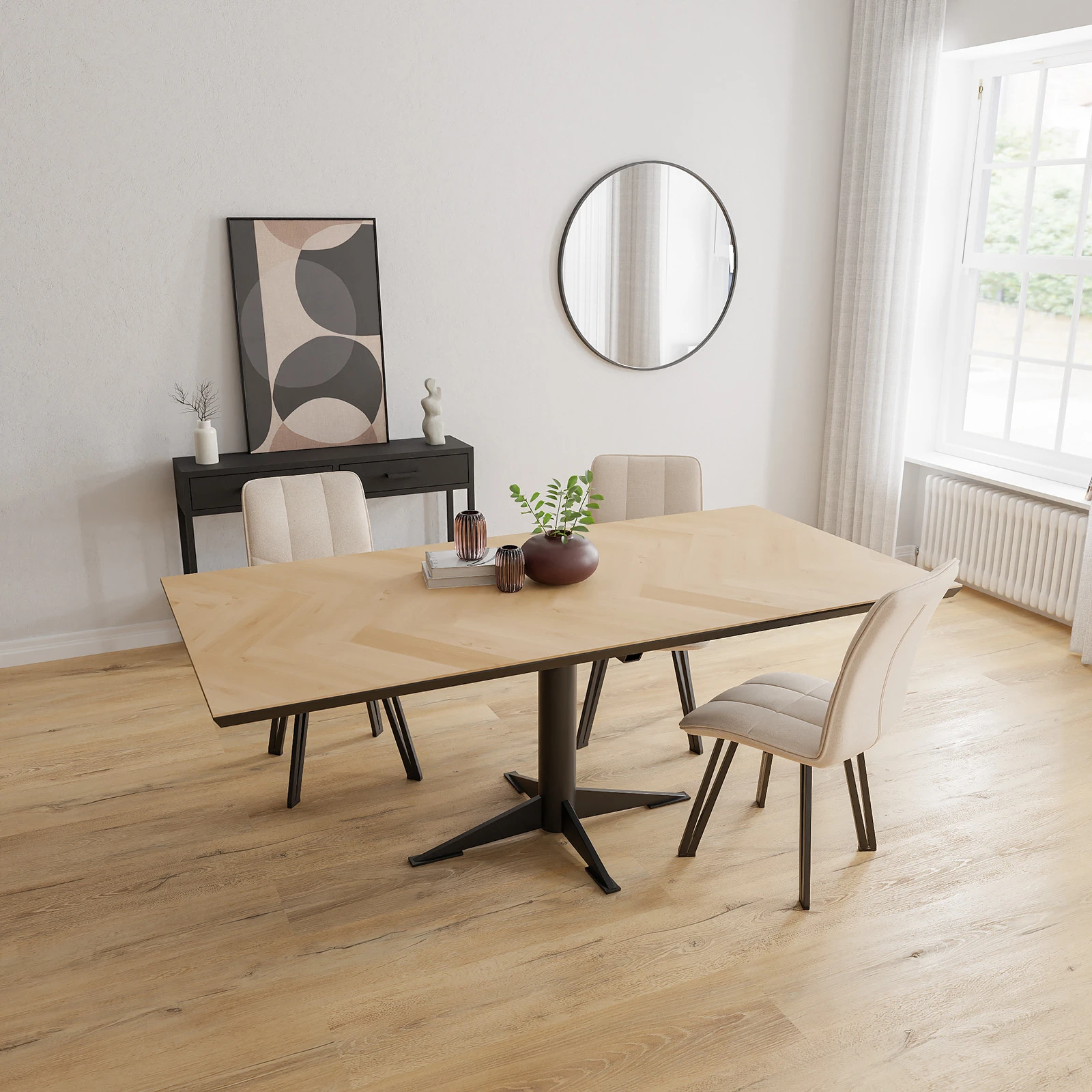 Eettafel Westfield - Rechthoek Eiken Visgraat Nature White (200x100cm)