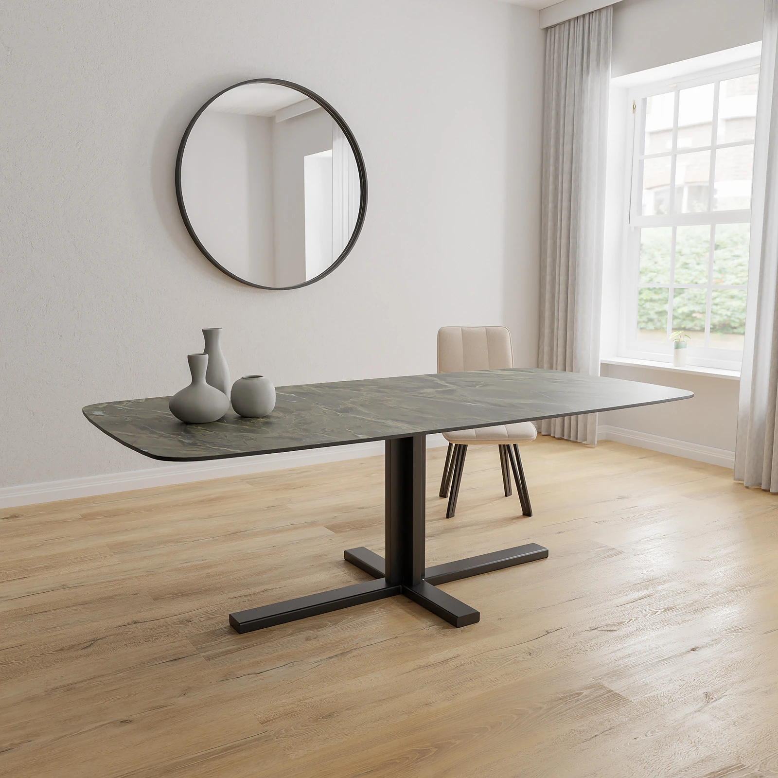 Eettafel Kolos - Deens Ovaal Keramiek Verda Borgogna Satin (220x110cm)