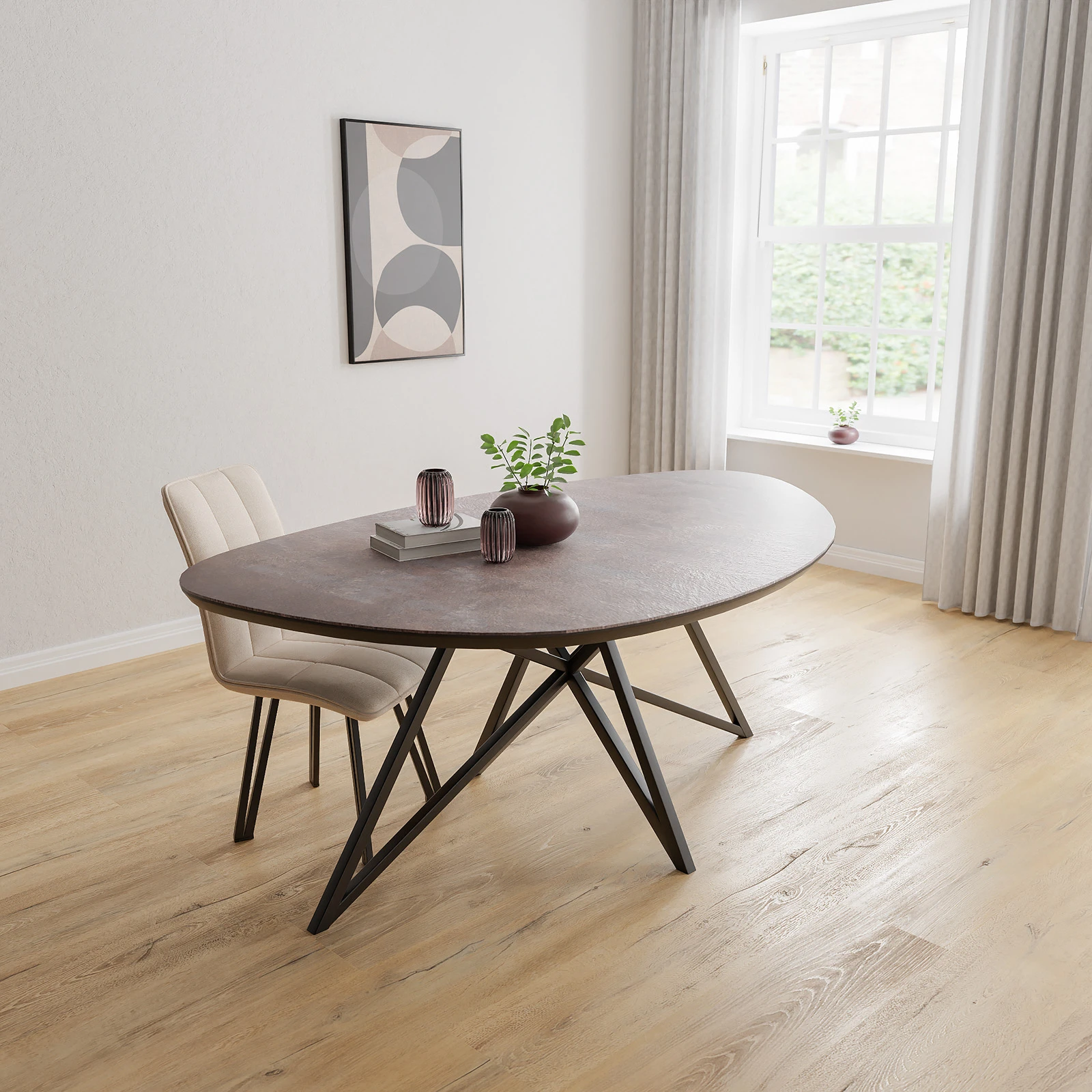 Eettafel Crosse - Kiezel HPL Oxidised (200x120cm)