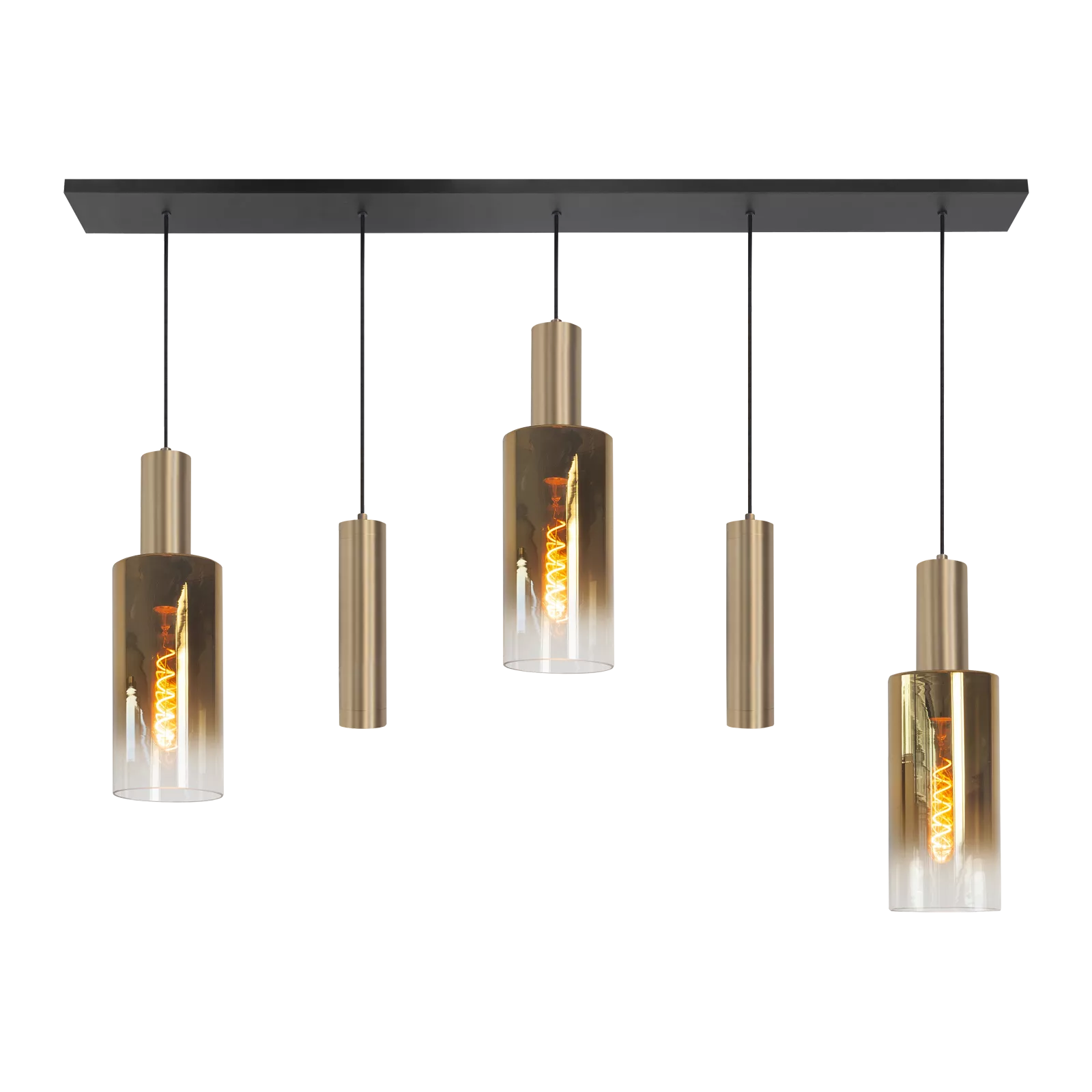 Hanglamp (5 lichts) Perugia - Satin Brass/Semi Gold