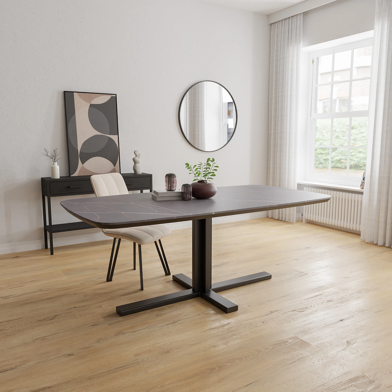 Eettafel Kolos - Deens Ovaal HPL Marmerlook (200x105cm)