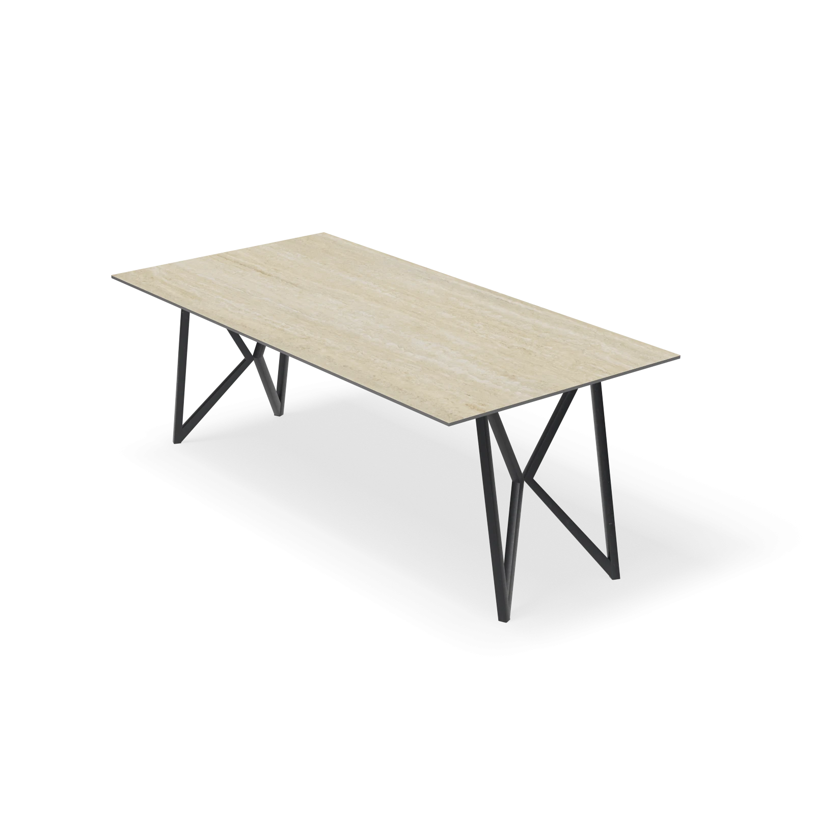 Eettafel Crosse (los) - Rechthoek Keramiek Travertine Classico Satin (200x100cm)