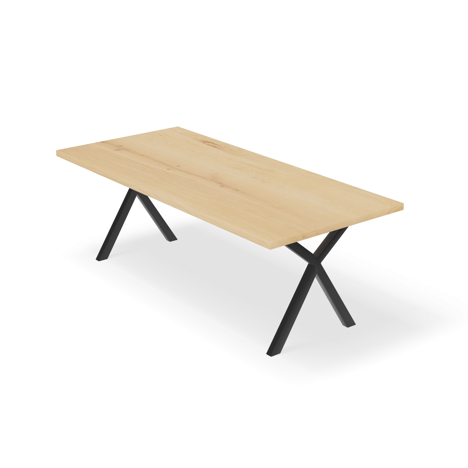 Eettafel X poot (8x4cm) - Rechthoek Eiken Nature White (220x100cm)