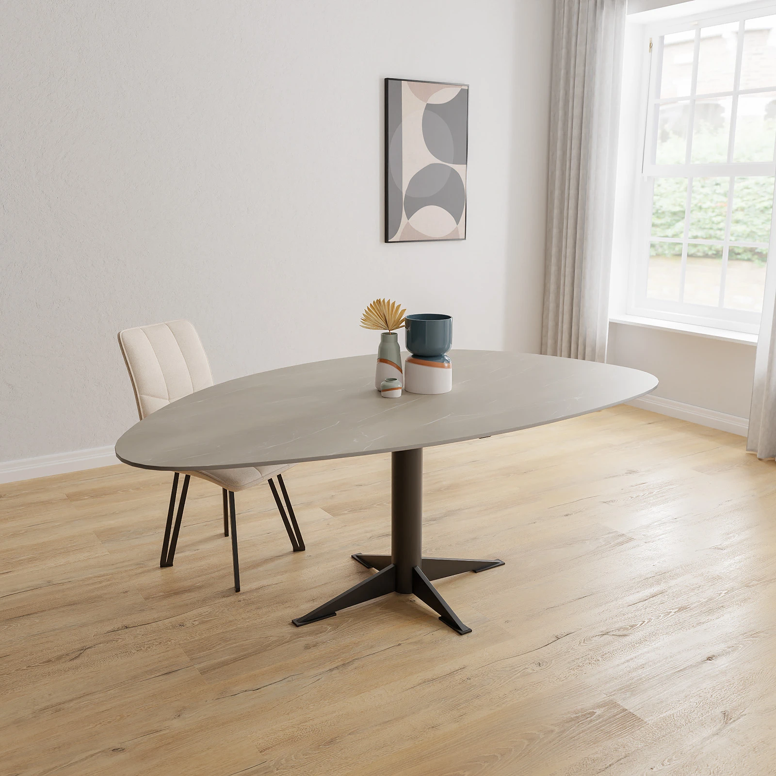 Eettafel Westfield - Kiezel Keramiek Tafu Satin (200x120cm)